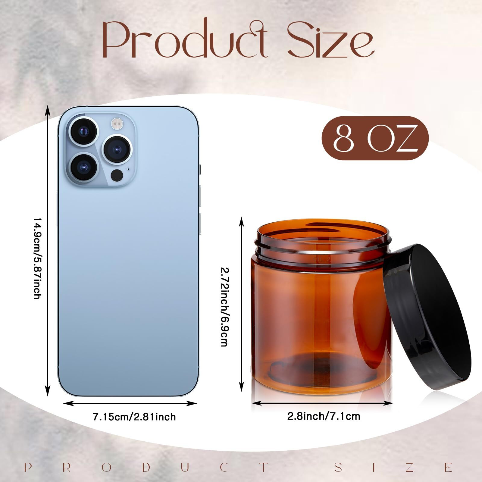 Satinior 100 Pcs Plastic Jars With Lids Small Containers Lids Wide Mouth Small Plastic Containers For Lotion Cream Rhinestones Body Butters Travel Storage(8 Oz,Amber With Black Lid)