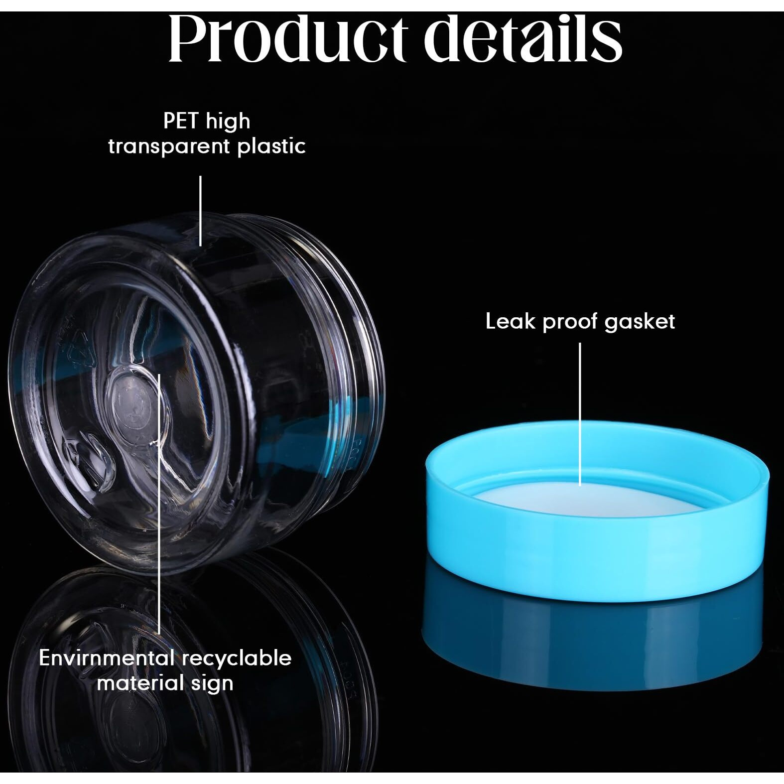 Satinior 100 Pcs Plastic Jars With Lids Small Containers Lids Wide Mouth Small Plastic Containers For Lotion Cream Rhinestones Body Butters Travel Storage