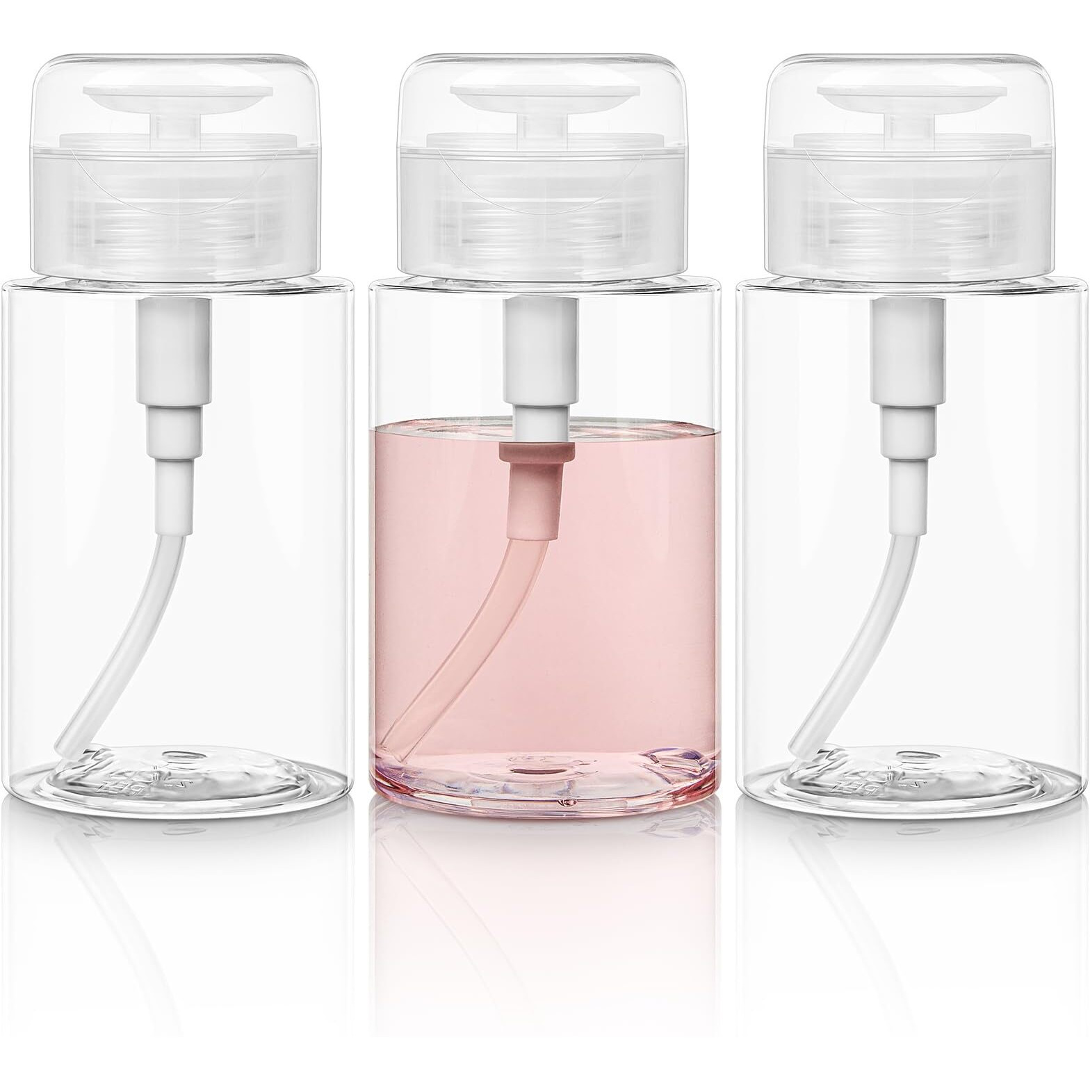 3 Pack Push Down Pump Bottle Dispenser For Makeup Remover, Facial Toner, Micellar Water, Alcohol, Nail Polish Remover Empty Push Top Bottles Containers 5.1Oz/150Ml