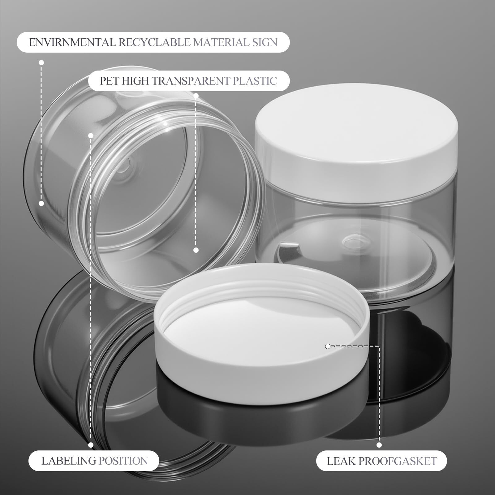 Patelai 60 Pcs 4 Oz Plastic Container Jars With Lids Round Clear Travel Cosmetic Container Jars For Toiletries, Lotion, Cream, Ointments, Makeup, Rhinestone, Samples, Kitchen Storage