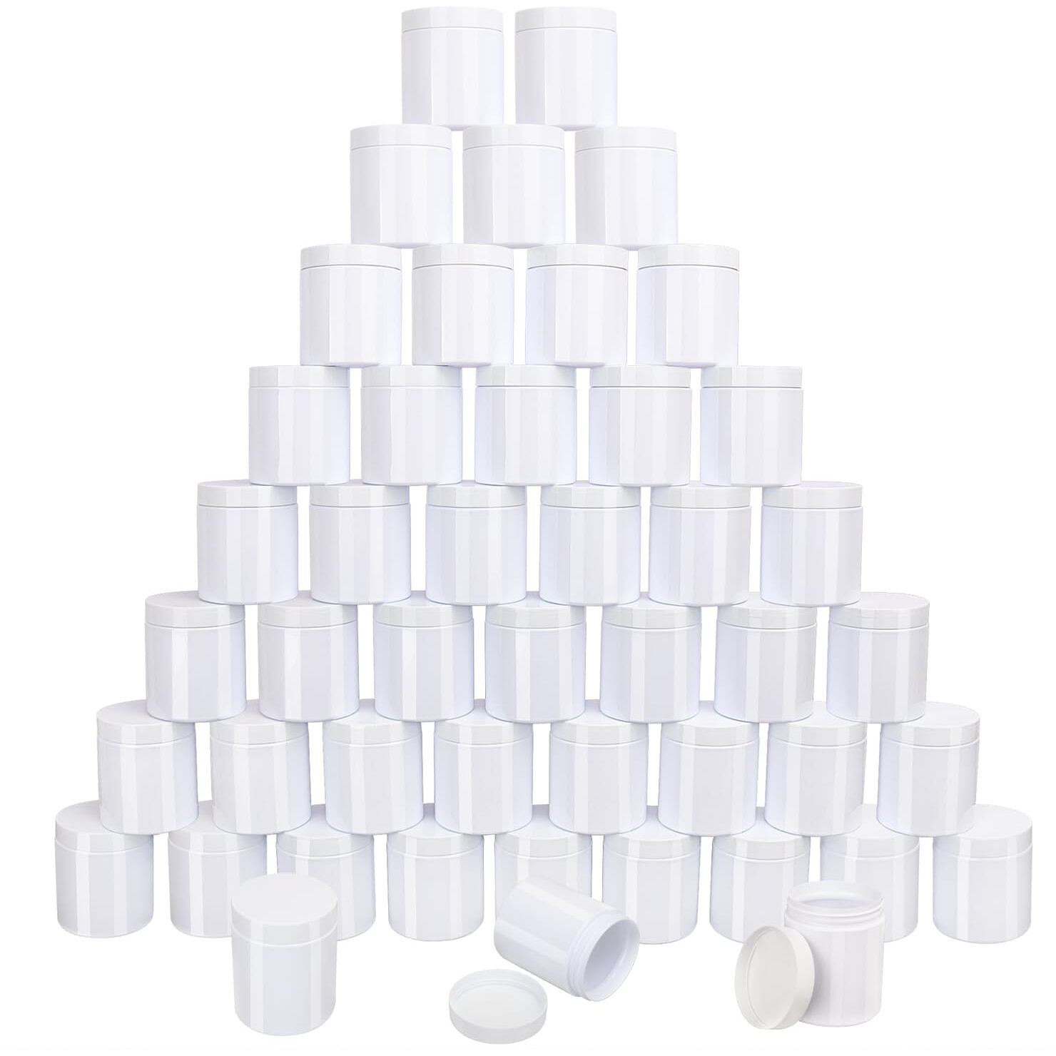 47Packs 8.8Oz (250 Ml) Plastic White Jars With Lids, Cosmetic Containers Jars With Wide-Mouth For Slime, Beads, Rhinestones, Sequins Cosmetics, Lotion, Cream, Ointments And More By Kuklipjim.