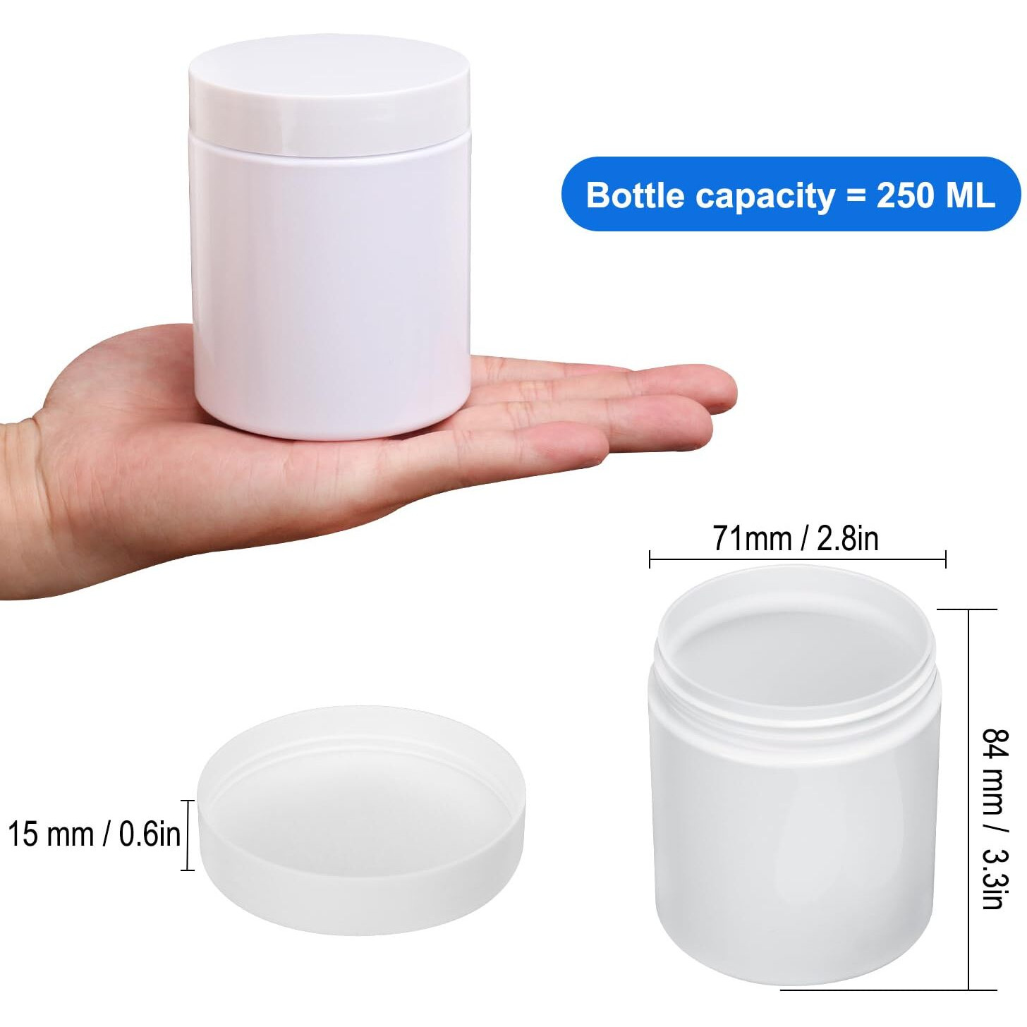 47Packs 8.8Oz (250 Ml) Plastic White Jars With Lids, Cosmetic Containers Jars With Wide-Mouth For Slime, Beads, Rhinestones, Sequins Cosmetics, Lotion, Cream, Ointments And More By Kuklipjim.