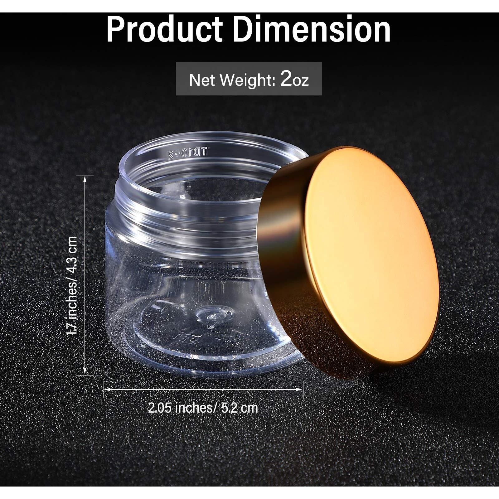 Satinior 100 Pcs Plastic Jars With Lids Small Containers Lids Wide Mouth Small Plastic Containers For Lotion Cream Rhinestones Body Butters Travel Storage (4 Oz,Clear With Gold Lid)