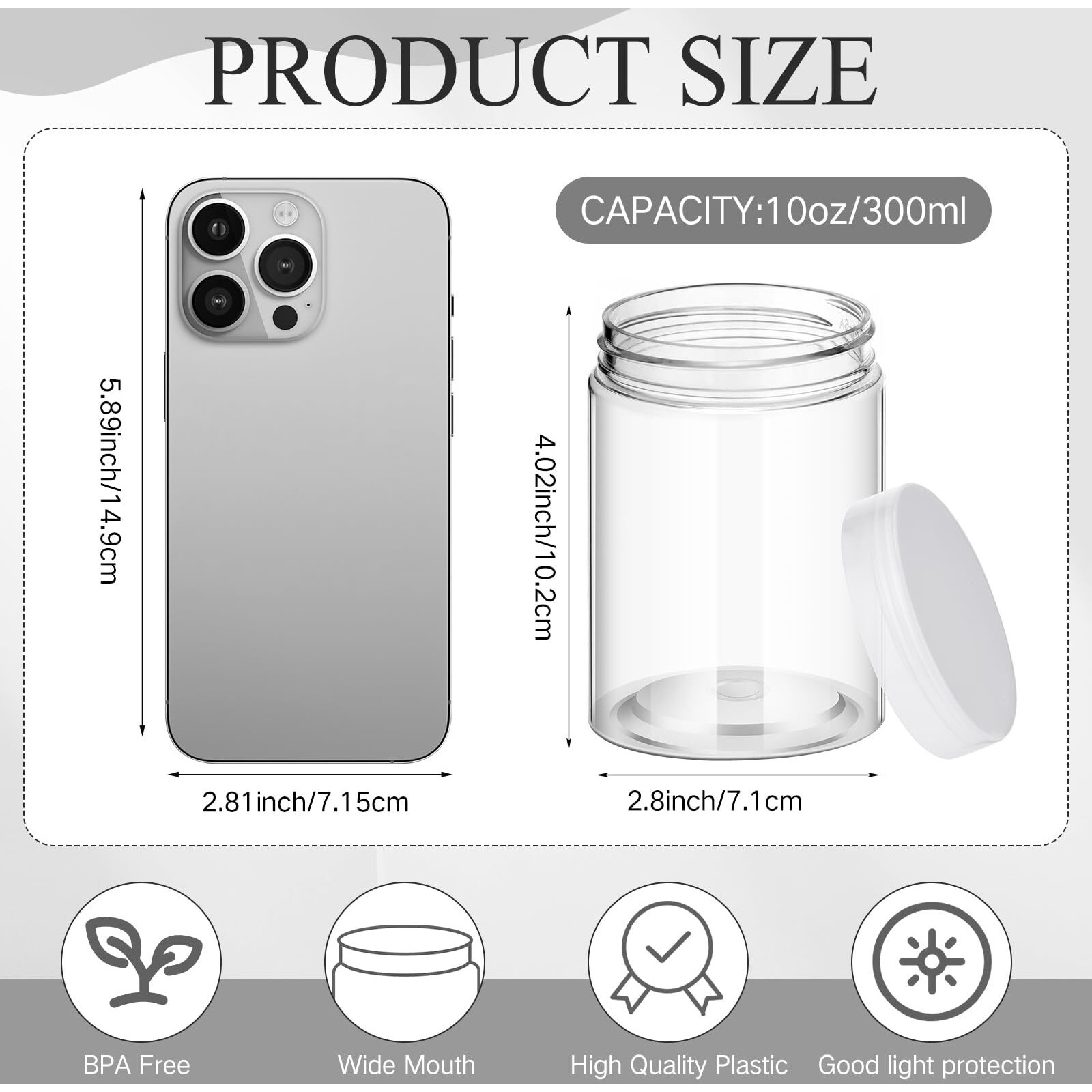 Satinior 12 Pack Plastic Container Jars With Lids Round Clear Travel Cosmetic Container Jars For Toiletries, Lotion, Cream, Ointments, Makeup, Rhinestone, Samples, Kitchen Storage(10 Oz,Clear)