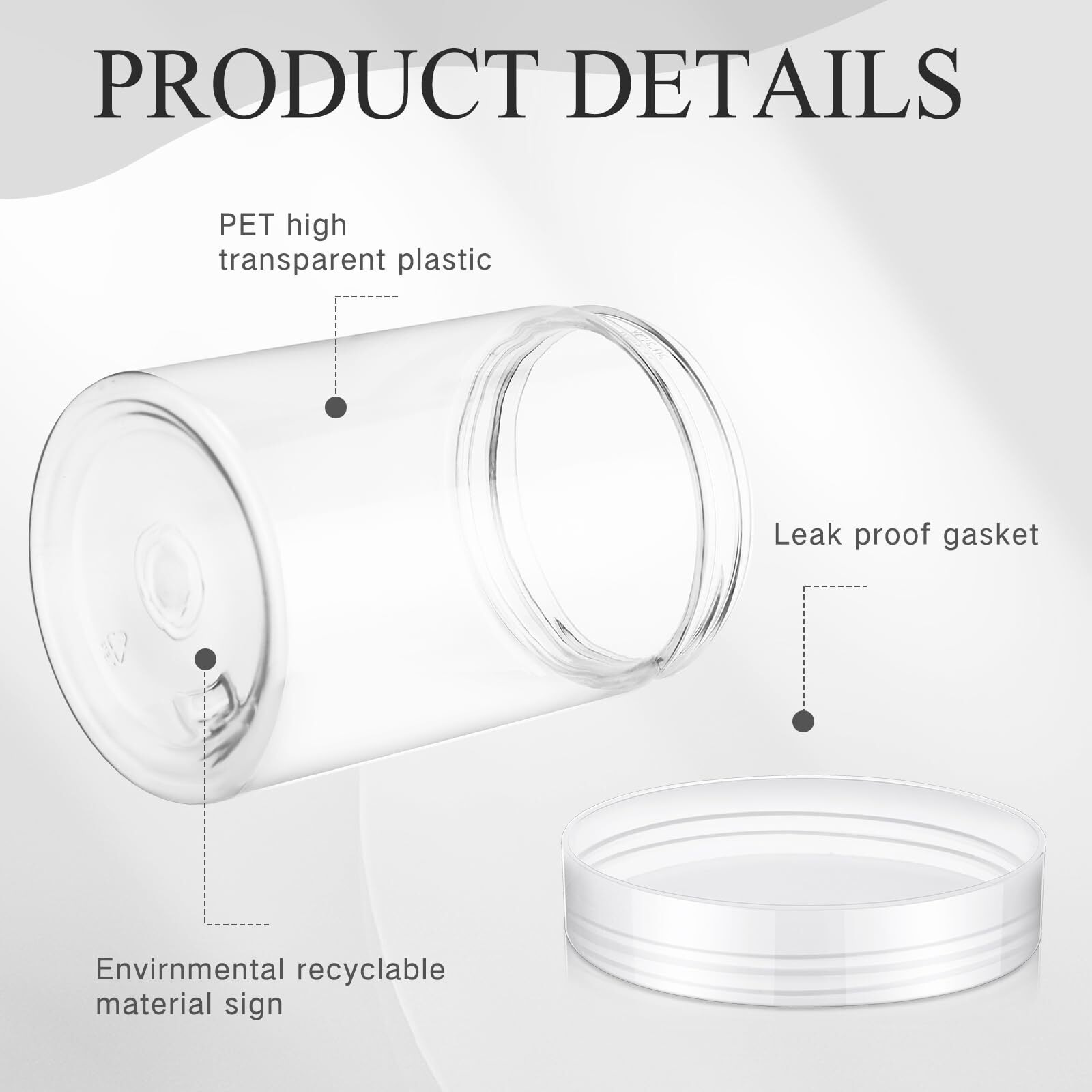 Satinior 12 Pack Plastic Container Jars With Lids Round Clear Travel Cosmetic Container Jars For Toiletries, Lotion, Cream, Ointments, Makeup, Rhinestone, Samples, Kitchen Storage(10 Oz,Clear)