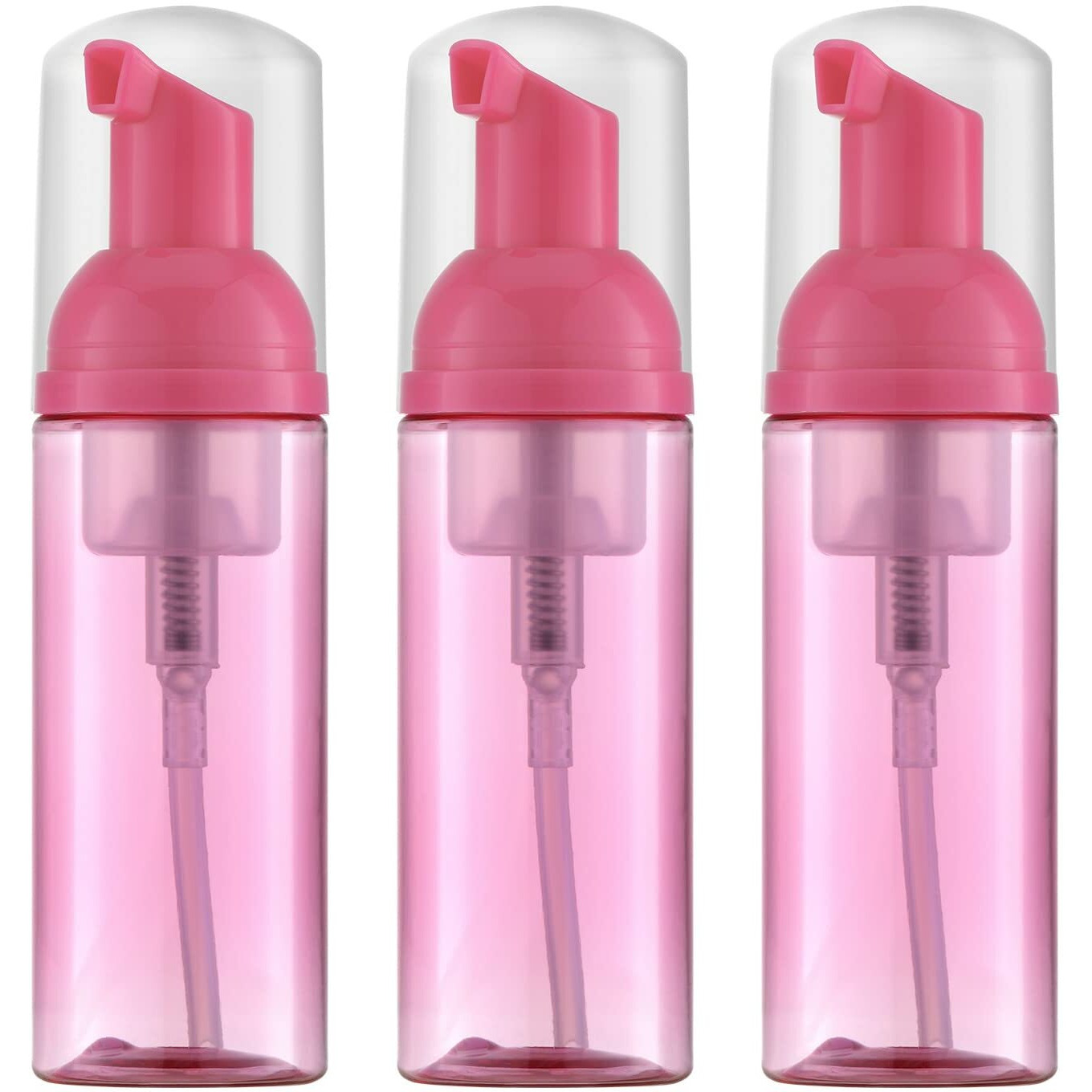 Owlyee 2Oz Foam Bottle (3Pcs) Empty Foaming Pump Dispenser For Hand Soap, Lash Cleanser, Shampoo To Travel (60Ml, Rose Red)
