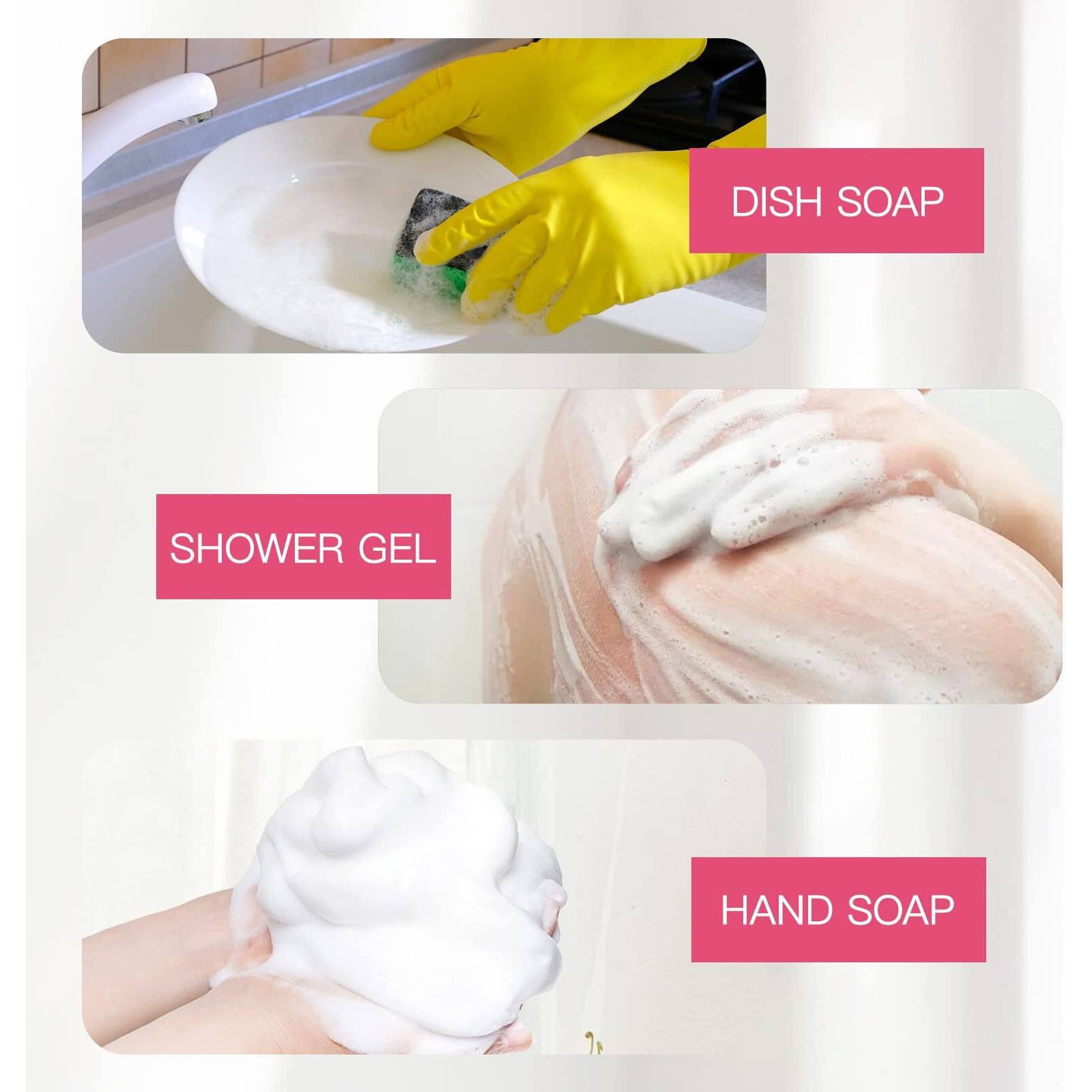 Owlyee 2Oz Foam Bottle (3Pcs) Empty Foaming Pump Dispenser For Hand Soap, Lash Cleanser, Shampoo To Travel (60Ml, Rose Red)