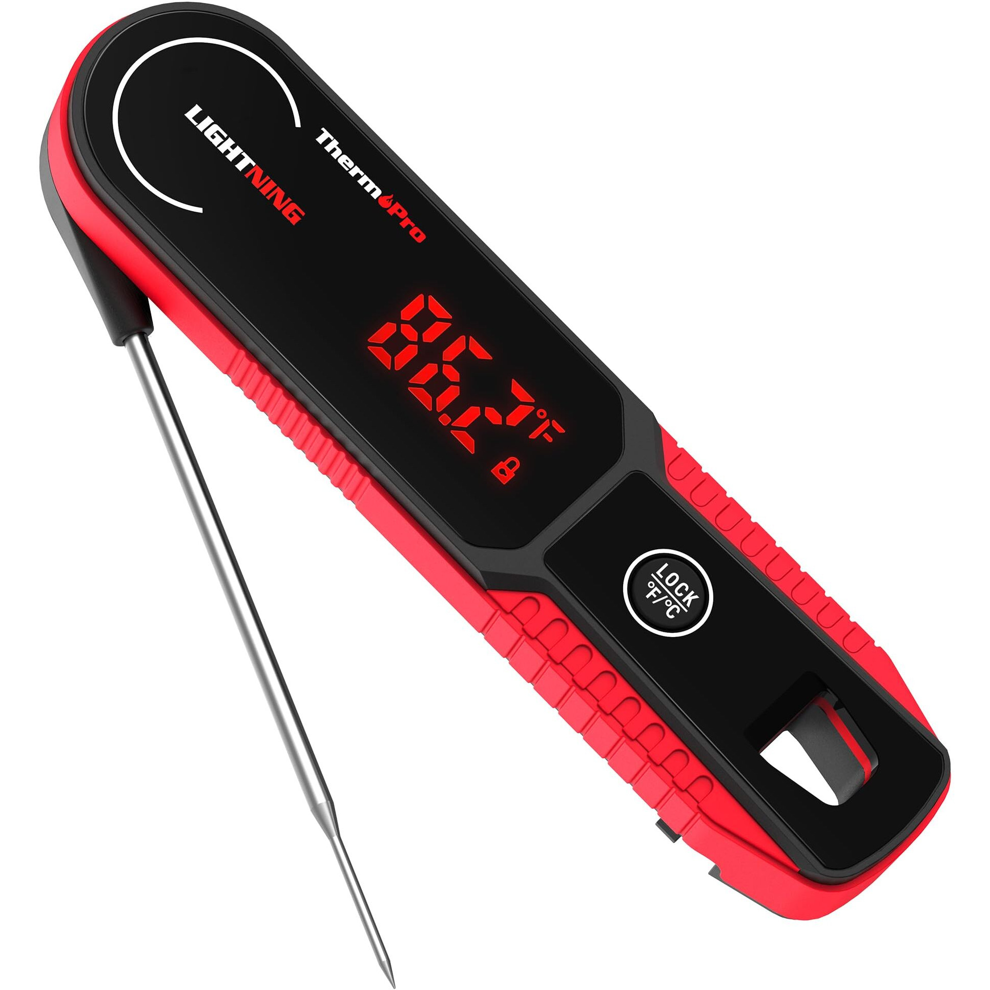 Thermopro Lightning 1-Second Instant Read Meat Thermometer, Kitchen Food Thermometer With Auto Wake/Sleep/180 Rotating Display, Waterproof Cooking Thermometer For Oil Deep Fry Smoker Bbq Grill