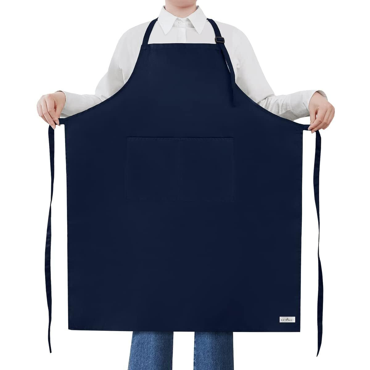 Rotanet Extra Large Apron For Men Adjustable Bib Aprons With 2 Pockets Cooking Kitchen Bbq Grilling Big For Women Chef Water & Oil Resistant Navy Blue