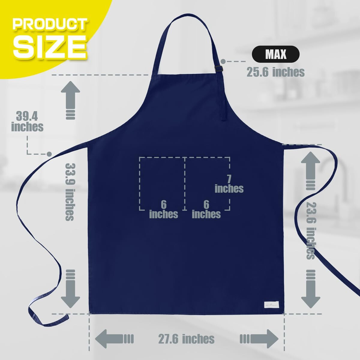 Rotanet Extra Large Apron For Men Adjustable Bib Aprons With 2 Pockets Cooking Kitchen Bbq Grilling Big For Women Chef Water & Oil Resistant Navy Blue