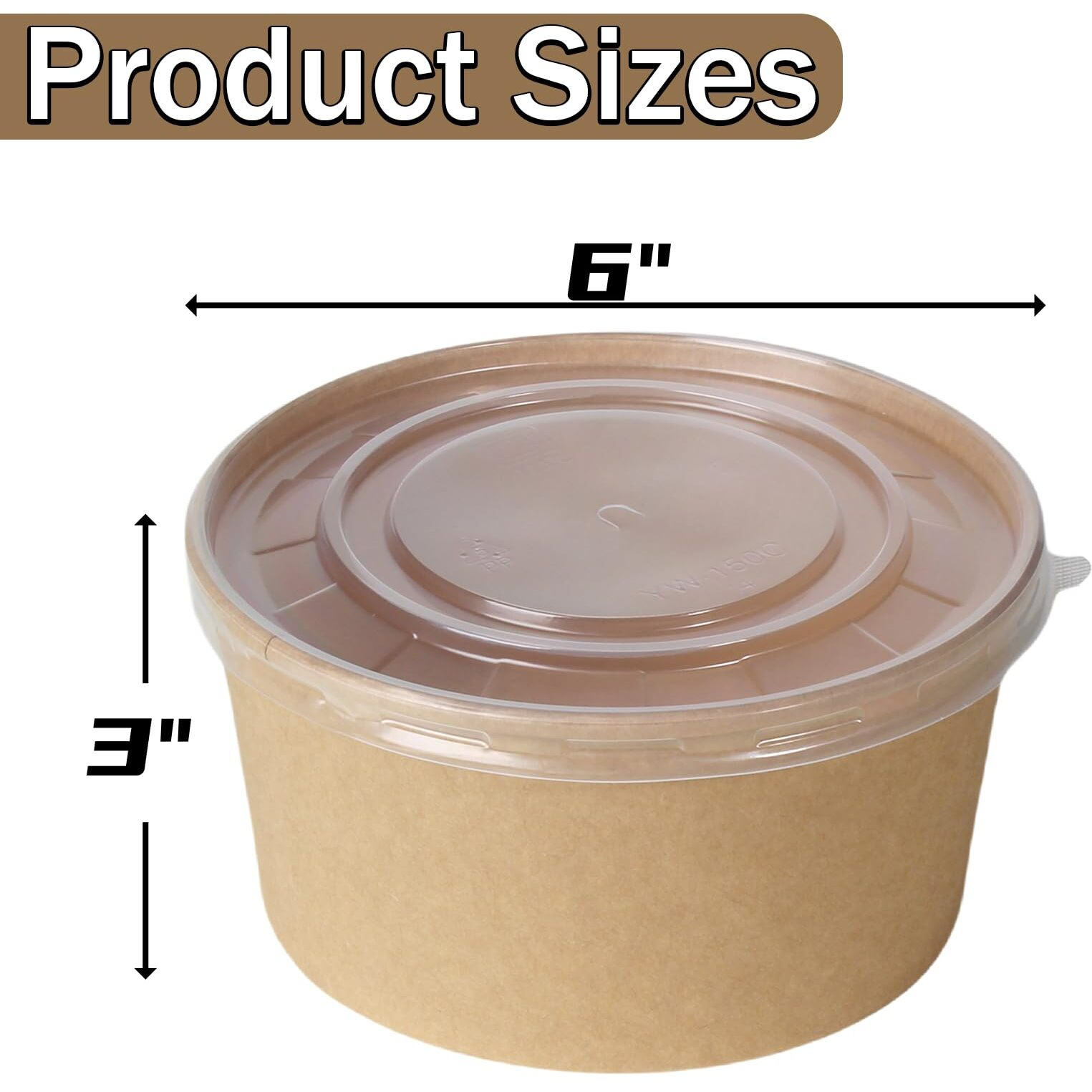 Fisden 50 Pack Kraft Paper Bowls With Lids, 32 Oz Large Soup Serving Bowls Bulk, Oil-Proof To Go Food Containers For Hot Cold Fruits, Ice Cream, Meal Prep