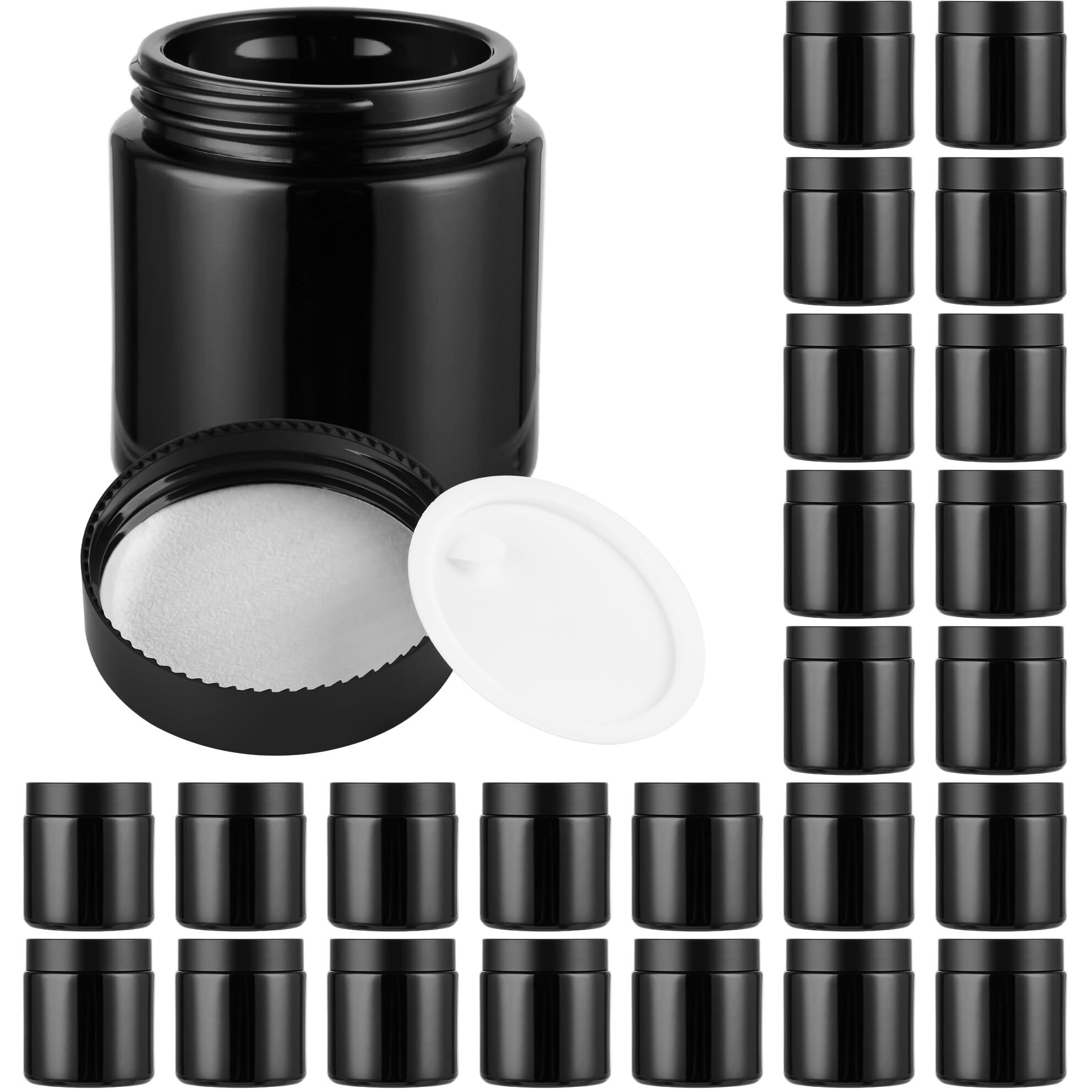 Glass Jars With Lids,Eco-Friendly Cosmetic Containers With Airtight Black Lids & Liners, Multi-Color Options For Cream, Lotion, Body Butter, Diy Skincare Travel Jars (Black, 4Oz)