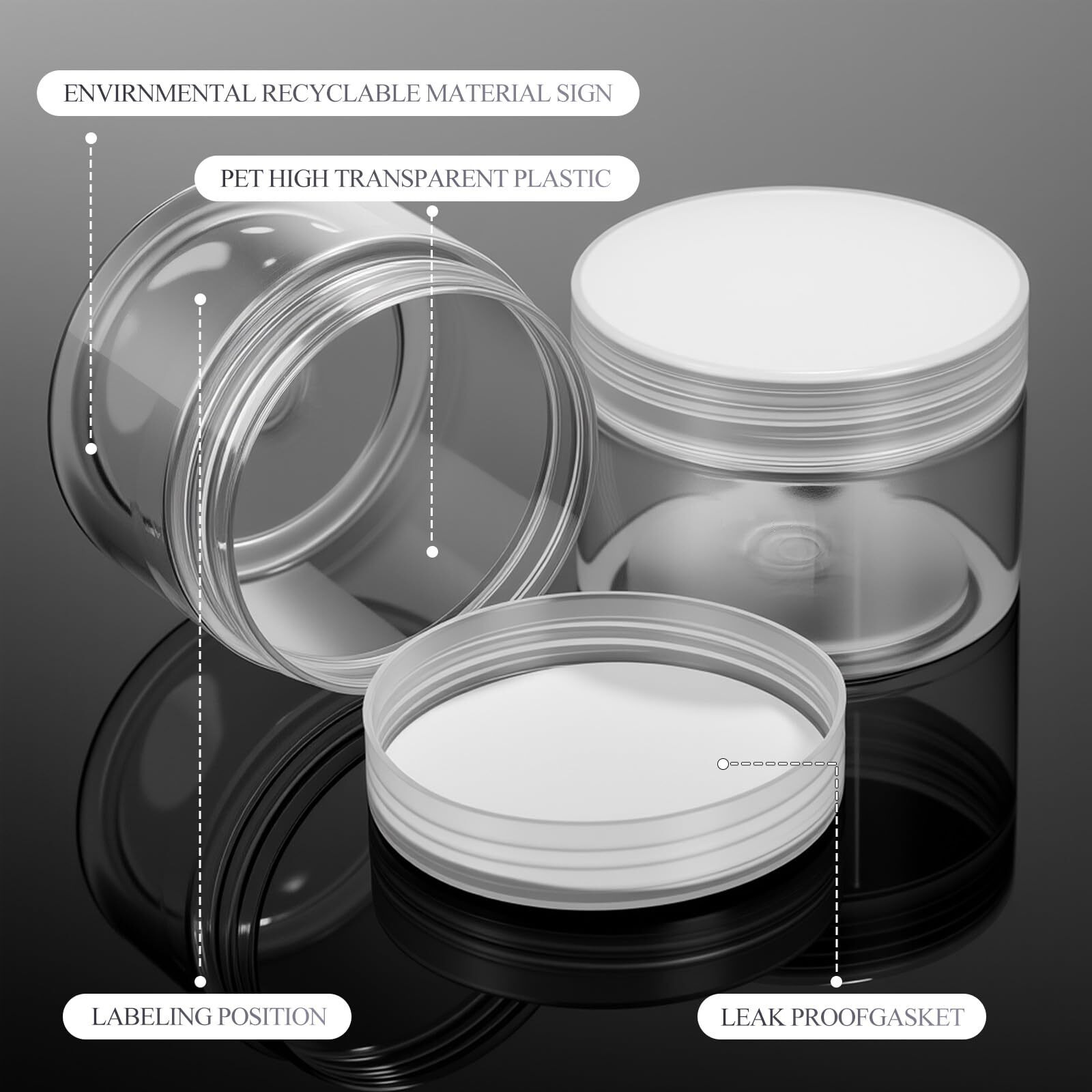 Patelai 60 Pcs Plastic Container Jars With Lids Round Clear Travel Cosmetic Container Jars For Toiletries, Lotion, Cream, Ointments, Makeup, Rhinestone, Samples, Kitchen Storage(Clear,4 Oz)