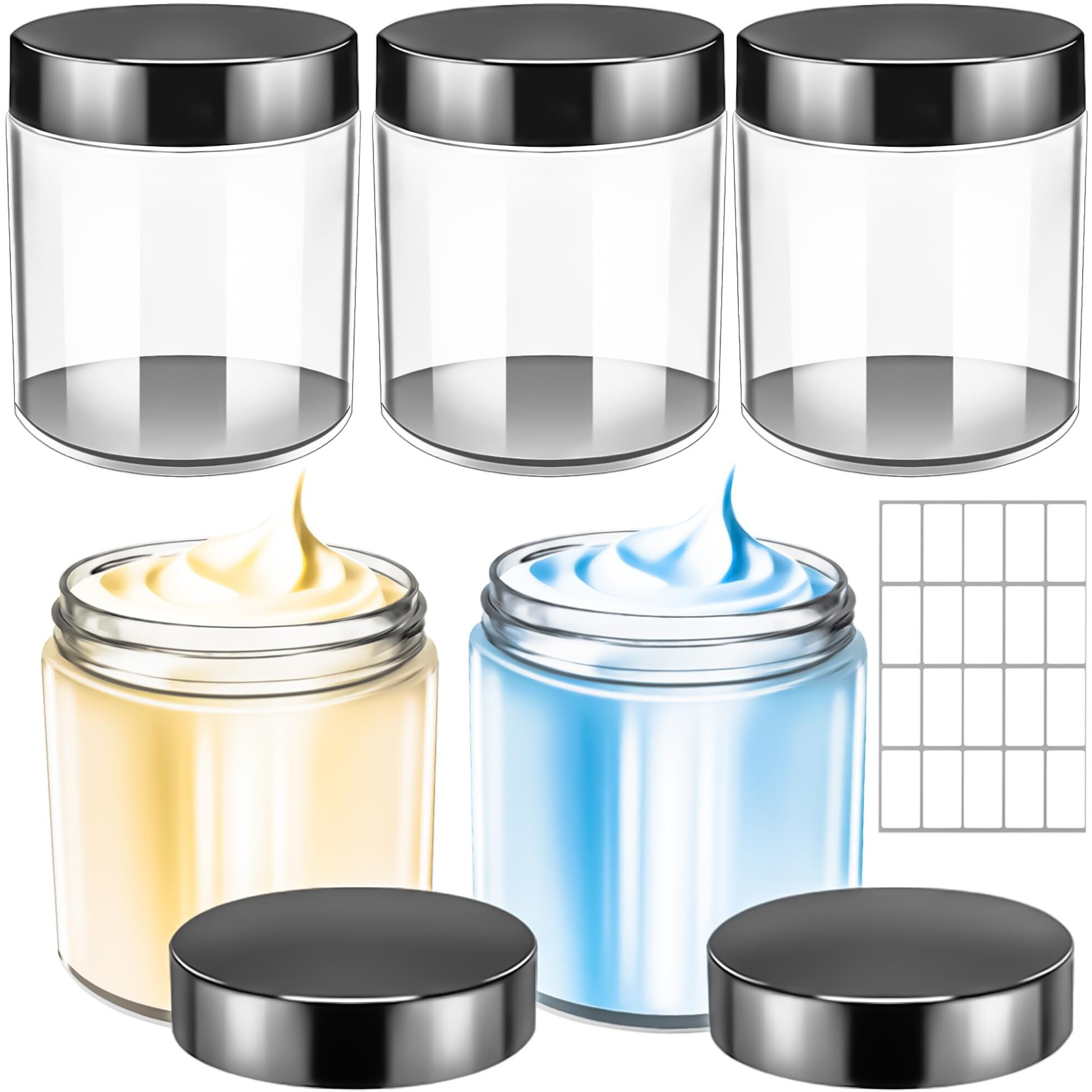Motbach 5 Pack 8Oz Plastic Jars With Lids, 240Ml Round Clear Cosmetic Containers Makeup Jars,Travel Size Containers Jar For Lotion Cream Eyeshadow Samples Ointment Salve Balm Powder Travel Storage