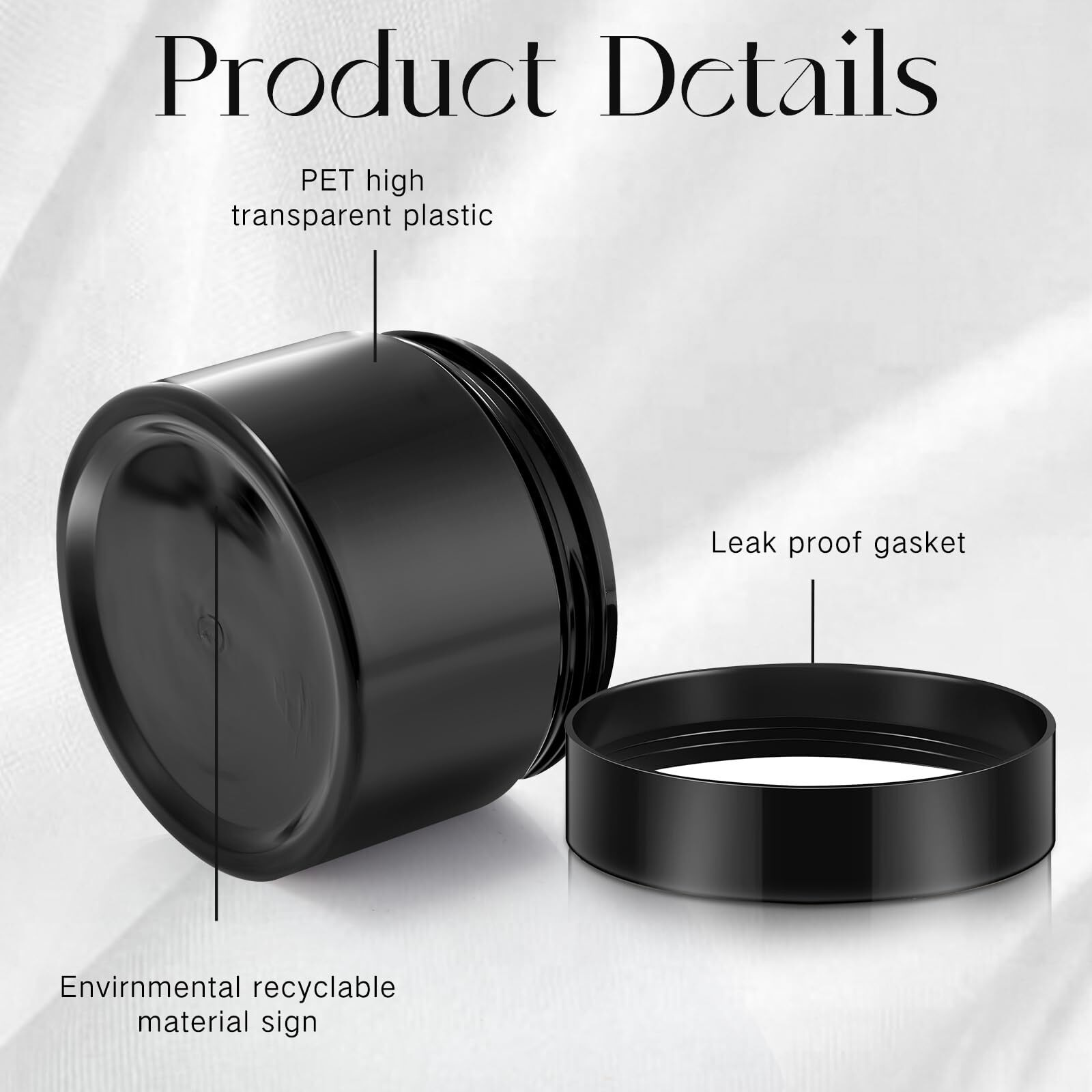 Satinior 12 Pack 4 Oz Plastic Container Jars With Lids Round Clear Travel Cosmetic Container Slime Jar For Toiletries, Lotion, Cream, Ointment, Makeup, Rhinestone, Sample, Kitchen Storage(Pure Black)