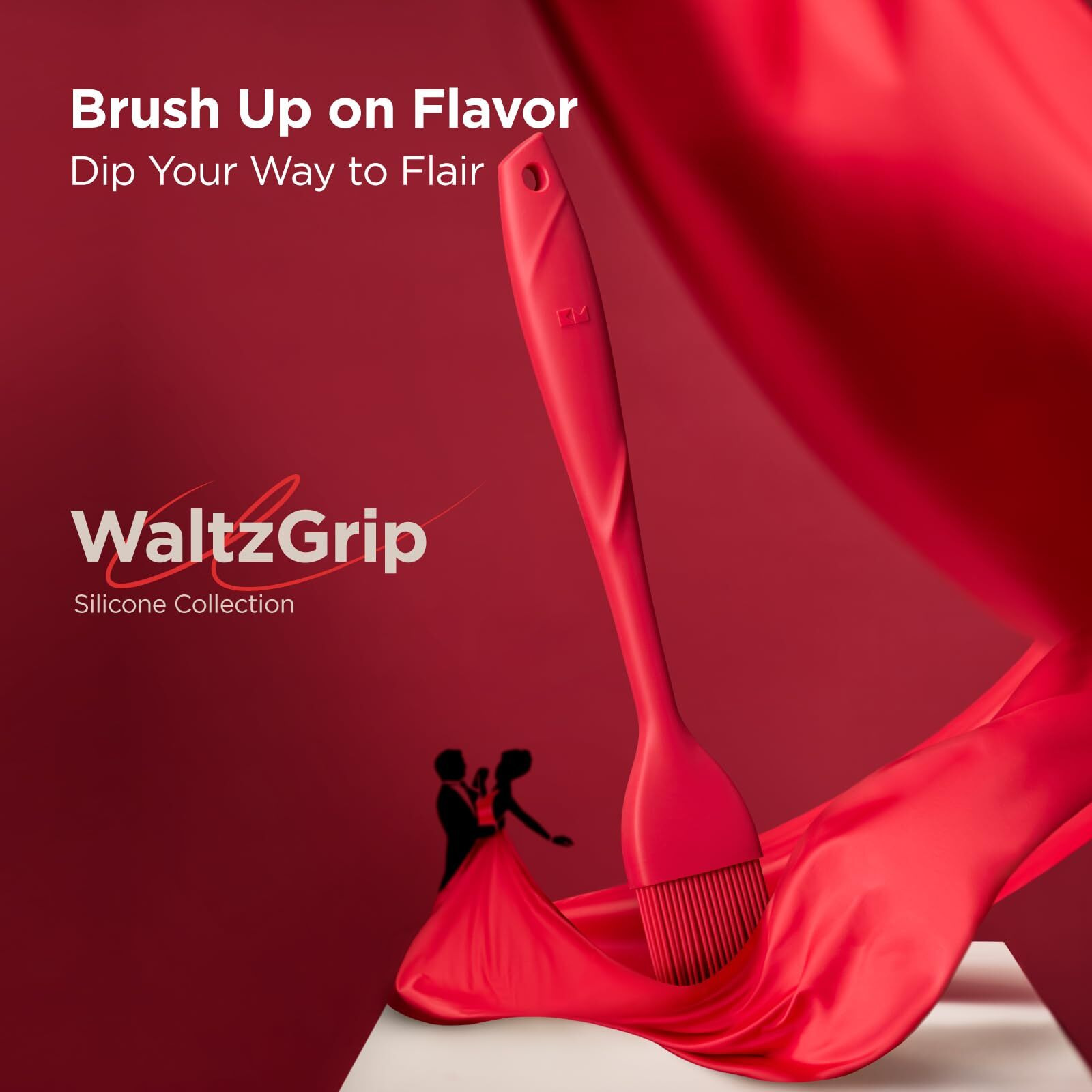 Kitchen Mama Waltzgrip Platinum Silicone Basting Pastry Brush Set Of 2 Heat-Resistant Brushes Utensils For Cooking, Baking, Grilling, Barbecue, And Spreading Oil, Butter, Egg - Dishwasher-Safe (Red)