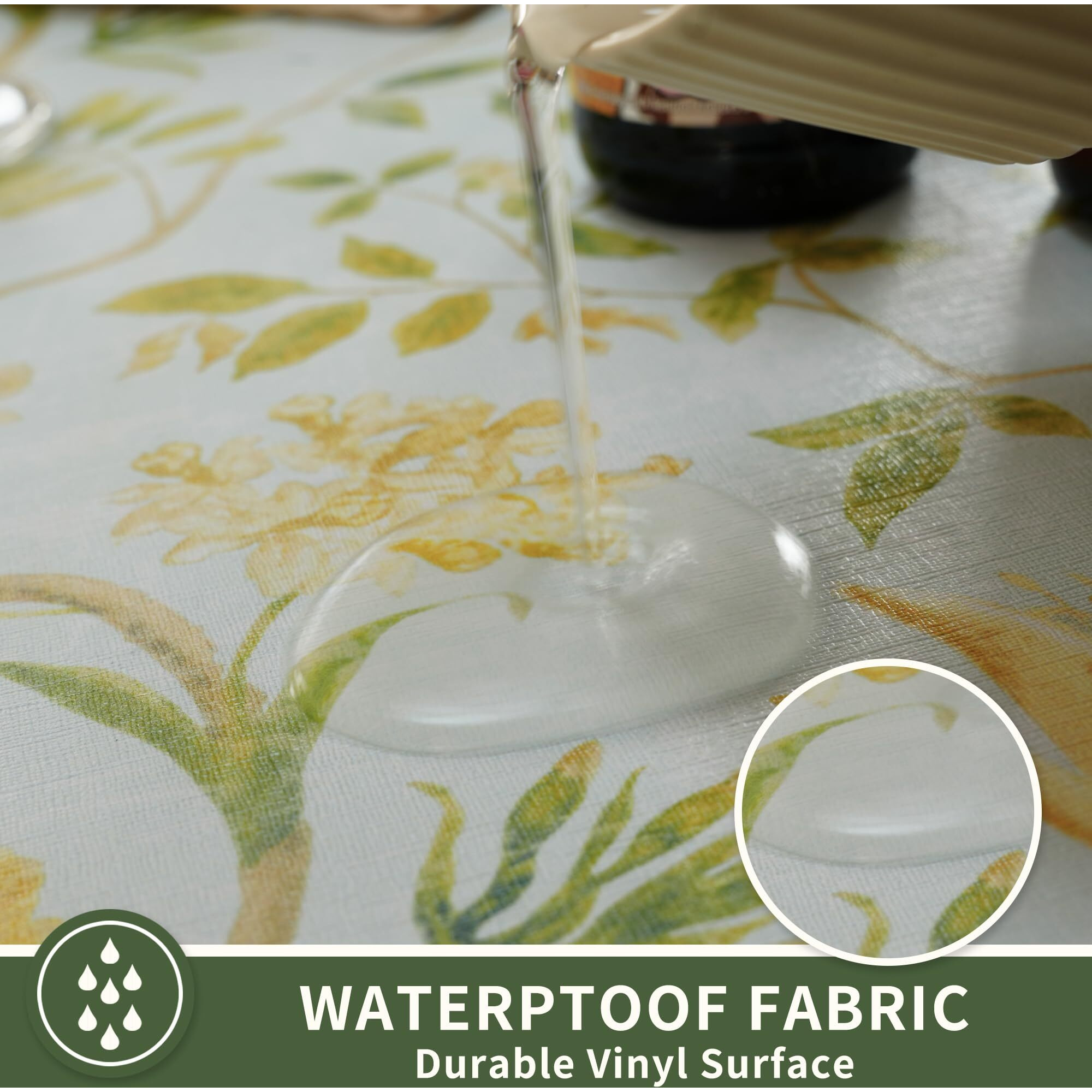 Homoheini Rectangle Table Cloth,100% Waterproof Tablecloth Oil Proof Spill Proof Vinyl Table Cloth, Wipe Clean Plastic Table Cover For Dining, Camping, Indoor And Outdoor 54"" X 102"",Leaves