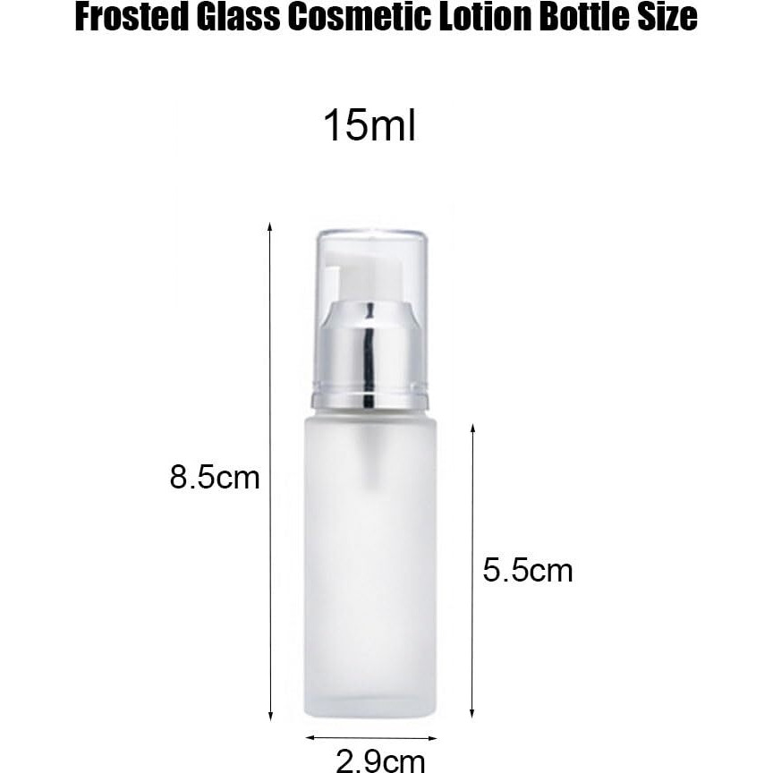 3Pcs 15Ml/0.5Oz Empty Translucent Frosted Glass Cosmetic Lotion Pump Bottle Refillable Travel Toiletries Container Dispenser Vials Pot Jars For Cream Foundation Emulsion Essencial Oil
