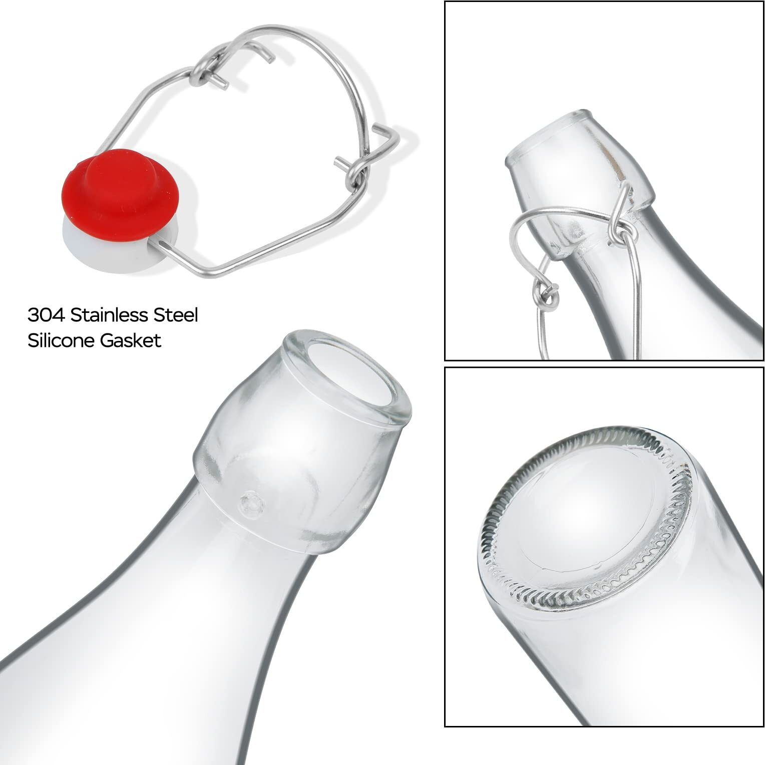Zebeiyu Swing Top Glass Bottles 16Oz,Glass Beer Bottles With Airtight Caps For Home Brewing,Kombucha, 2Nd Fermentation, Water Kefir, Beverages, Soda, Oils, Vinegar, Limoncello(6 Pack