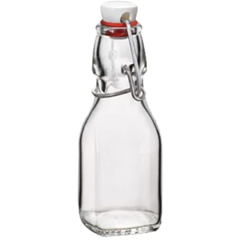 Bormioli Rocco Swing Bottle - 4.25 Oz, Recyclable Glass With Airtight Seal - Bpa-Free & Dishwasher Safe - Ideal For Infused Drinks, Juices, Oils - Leakproof, Odor Proof, Stain Proof Food Storage