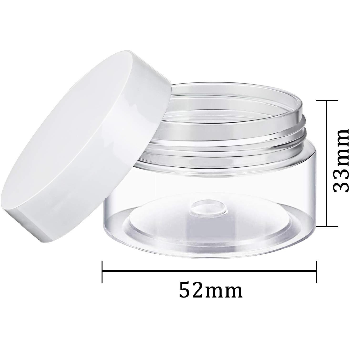 Satinior 24 Pieces Empty Clear Plastic Jars With Lids Round Storage Containers Wide-Mouth For Beauty Product Cosmetic Cream Lotion Liquid Butter Craft And Food (White Lid, 1 Oz)