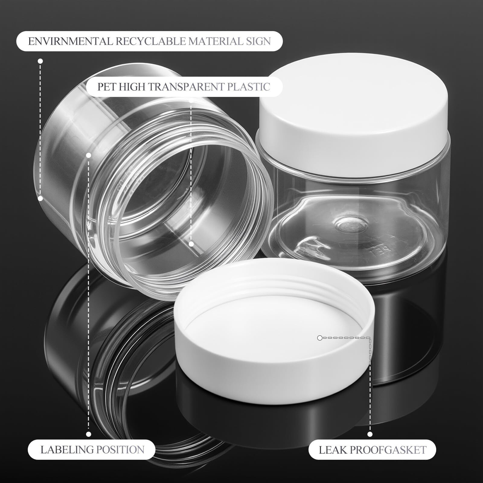 Patelai 60 Pcs 2 Oz Plastic Container Jars With Lids Round Clear Travel Cosmetic Container Jars For Toiletries, Lotion, Cream, Ointments, Makeup, Rhinestone, Samples, Kitchen Storage