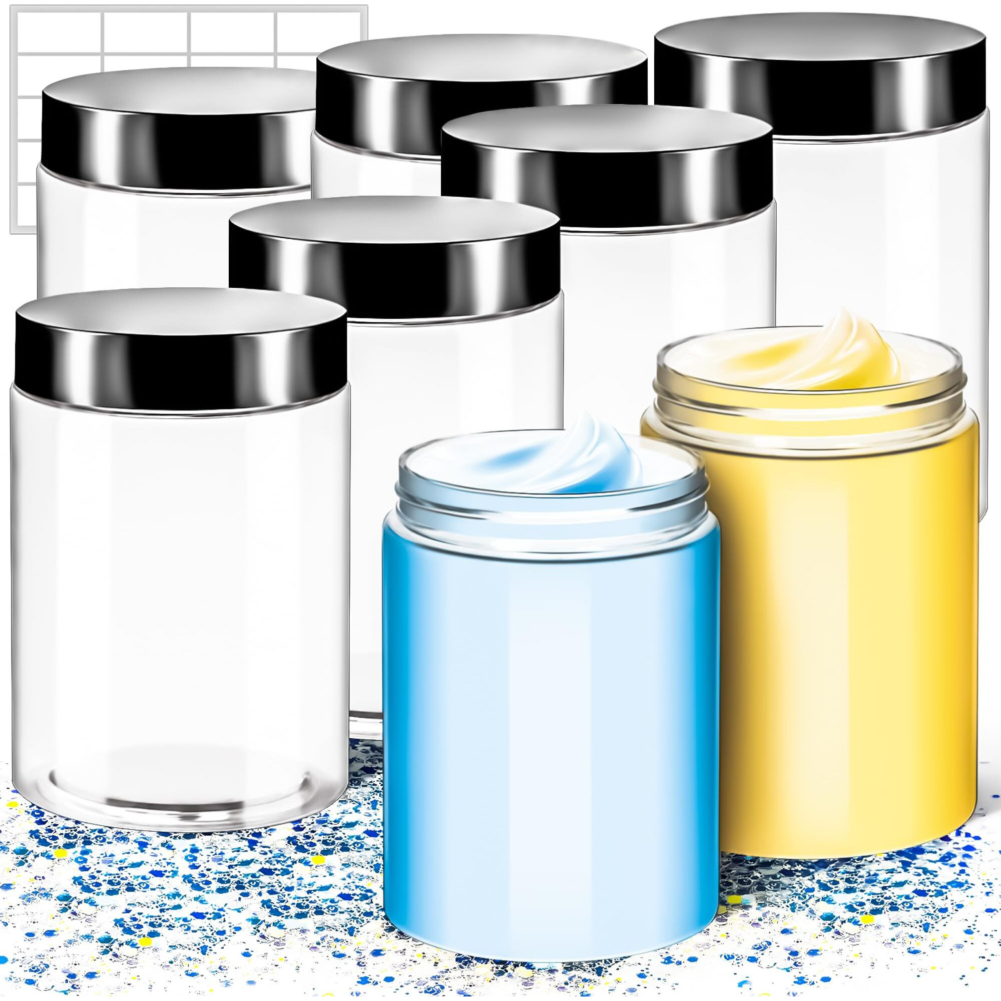 Motbach 6 Pack 10Oz Plastic Jars Round Clear Containers With Lids, 300Ml Empty Small Cosmetic Jars Makeup Containers, 10Ounce Slime Jar Travel Cosmetic Container For Makeup Lotion Cream Travel Storage