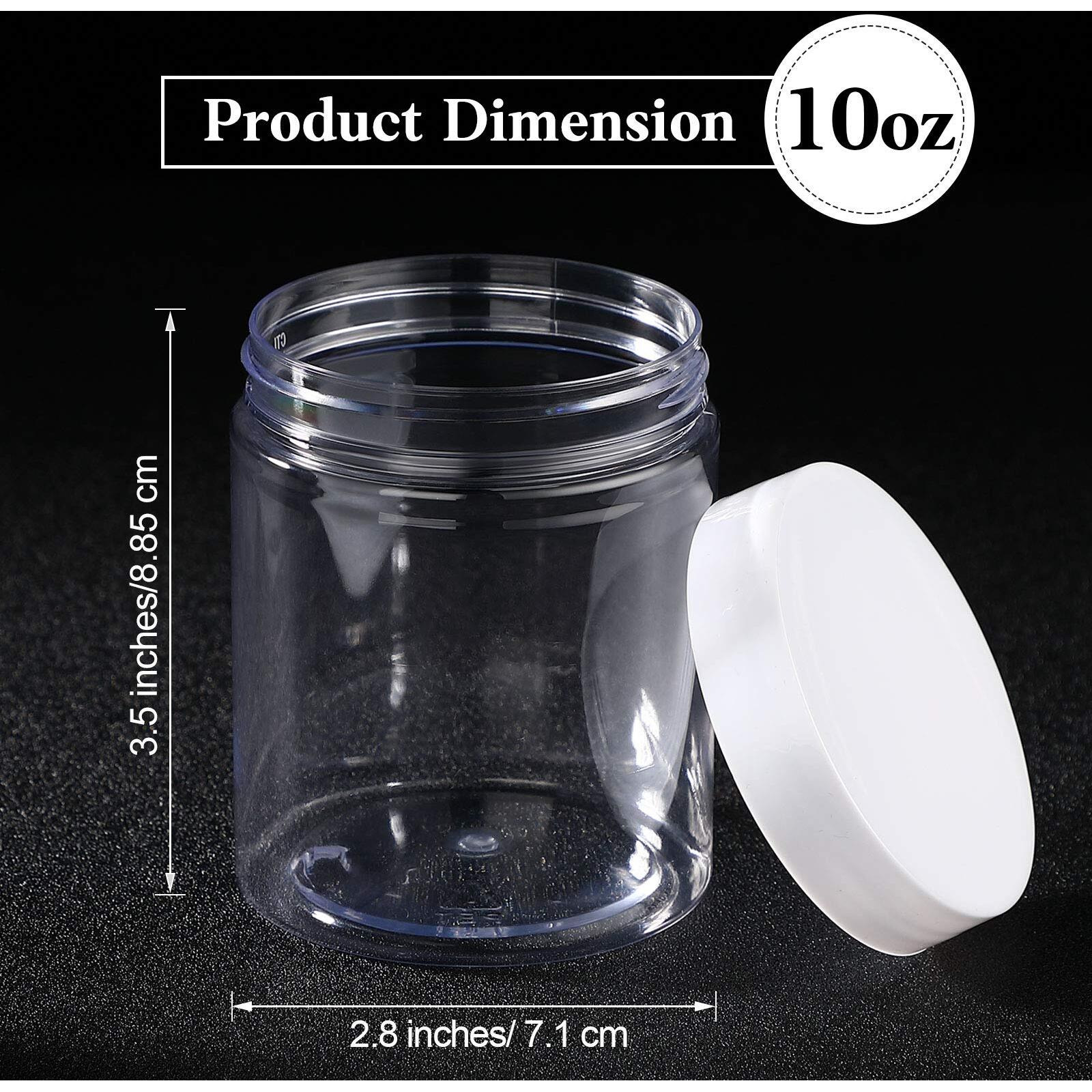 Satinior 100 Pcs Plastic Jars With Lids Small Containers Lids Wide Mouth Small Plastic Containers For Lotion Cream Rhinestones Body Butters Travel Storage(10 Oz,Clear With White Lid)