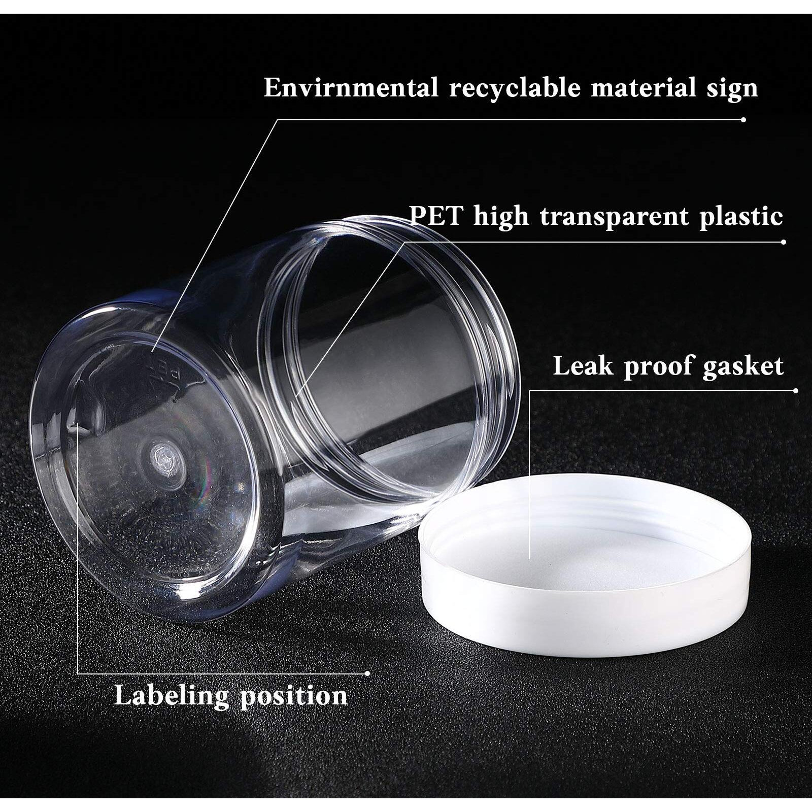 Satinior 100 Pcs Plastic Jars With Lids Small Containers Lids Wide Mouth Small Plastic Containers For Lotion Cream Rhinestones Body Butters Travel Storage(10 Oz,Clear With White Lid)