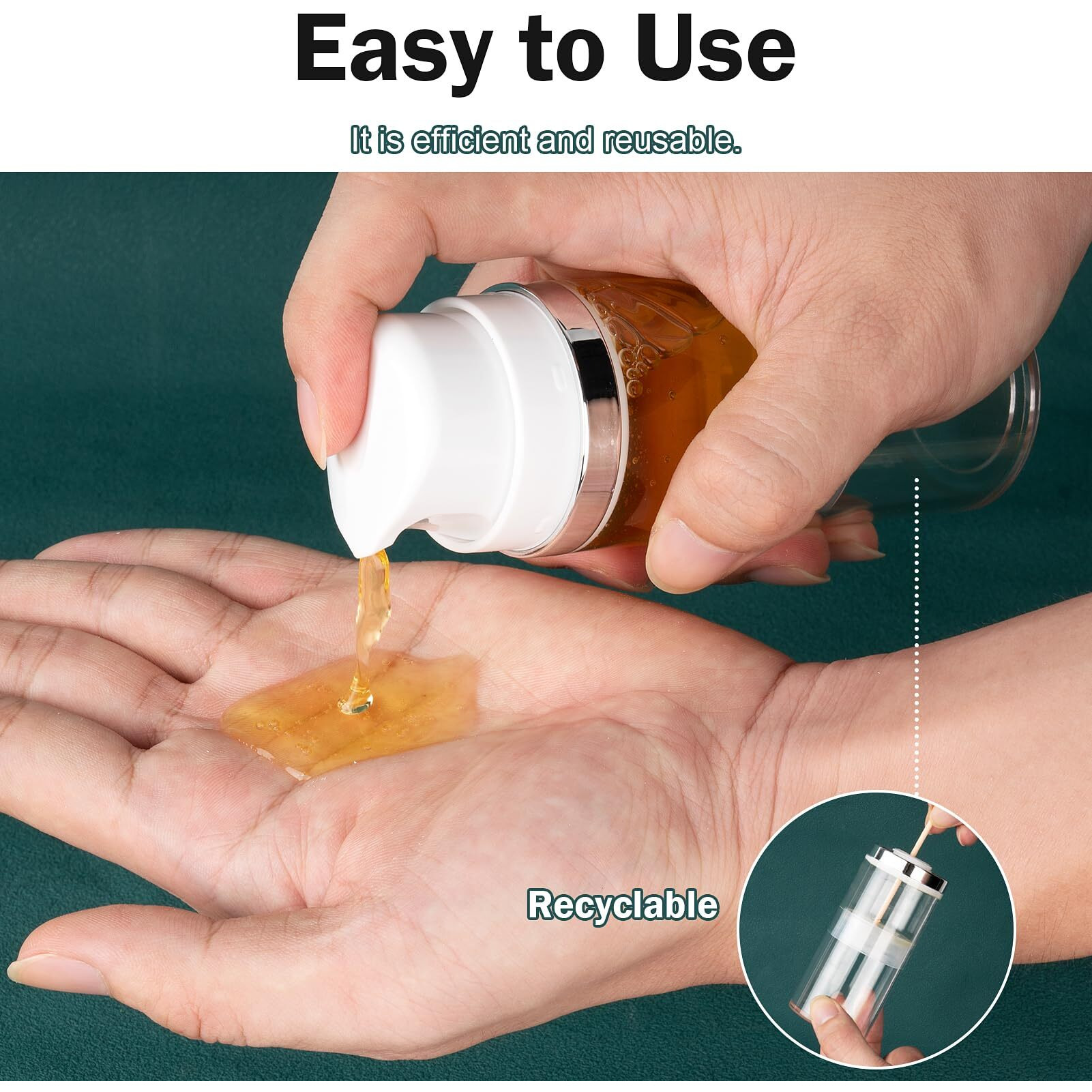 Decorniqu 7 Pack Airless Pump Jar 1.7Oz/50Ml Airless Pump Bottles Empty Moisturizer Pump Dispenser Travel Pump Bottles For Lotion Toiletries Shampoo Cream With Labels(Clear)