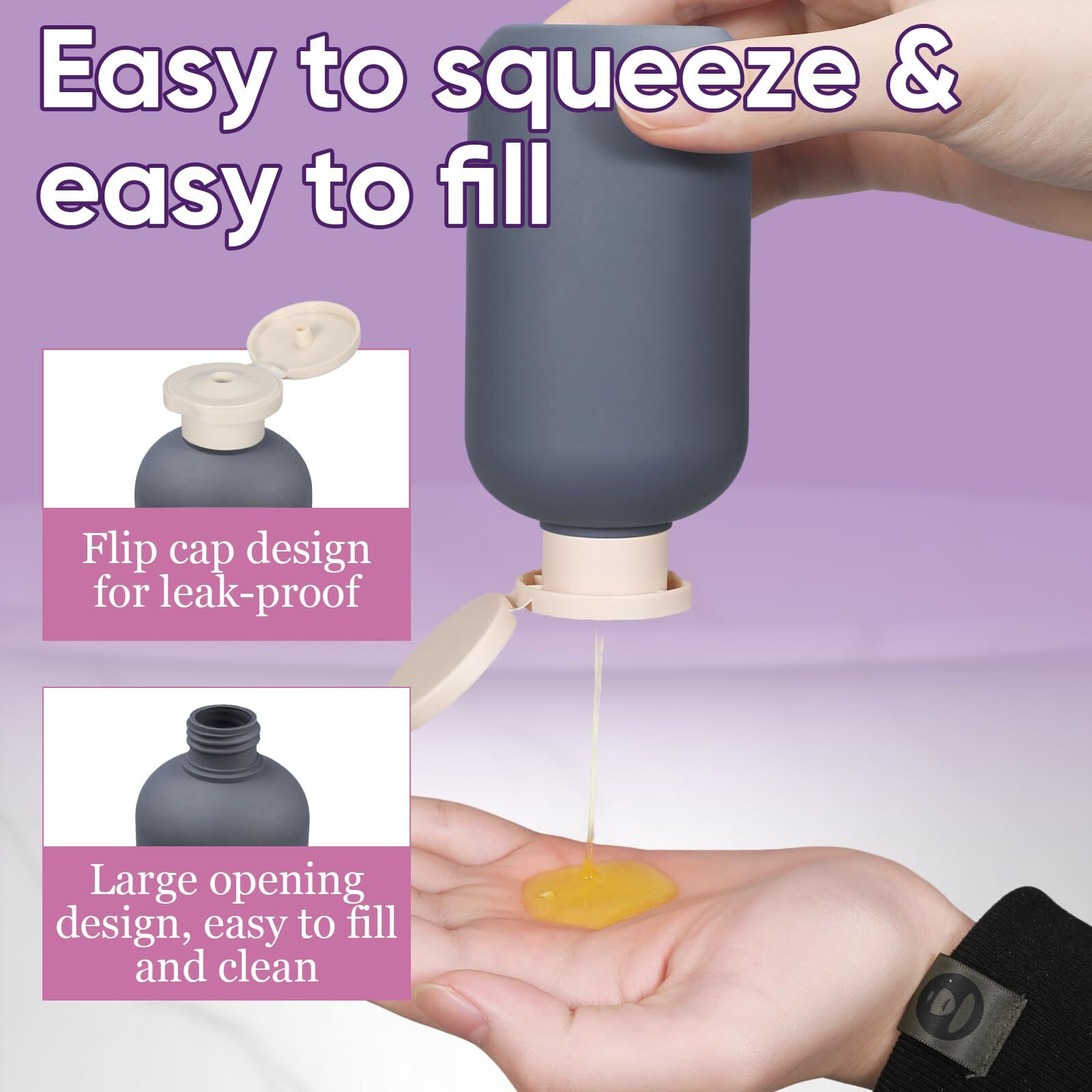 Umetass 3 Pack Travel Shampoo Bottle, Empty Plastic Squeeze Bottles 6.8Oz With Flip Cap, Lotion Container For Toiletries Travel Size Shampoo And Conditioner