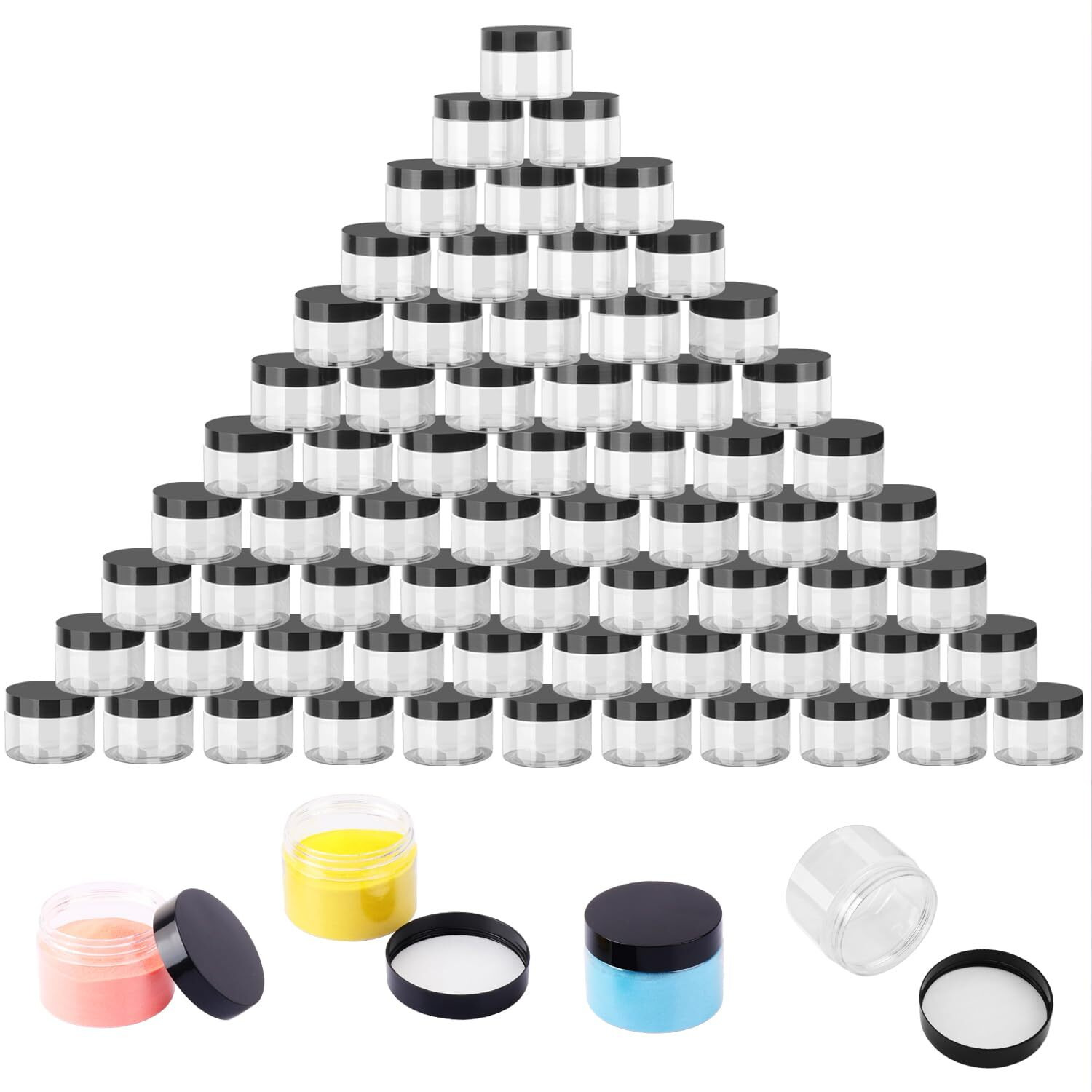 80 Packs 4 Oz Transparent Plastic Jars With Black Lids, Body Butter Containers, Cosmetic Containers Jars For Kitchen Ingredients, Beads, Sequins, Lotion, Cream, Diy Crafts And More By Kuklipjim.