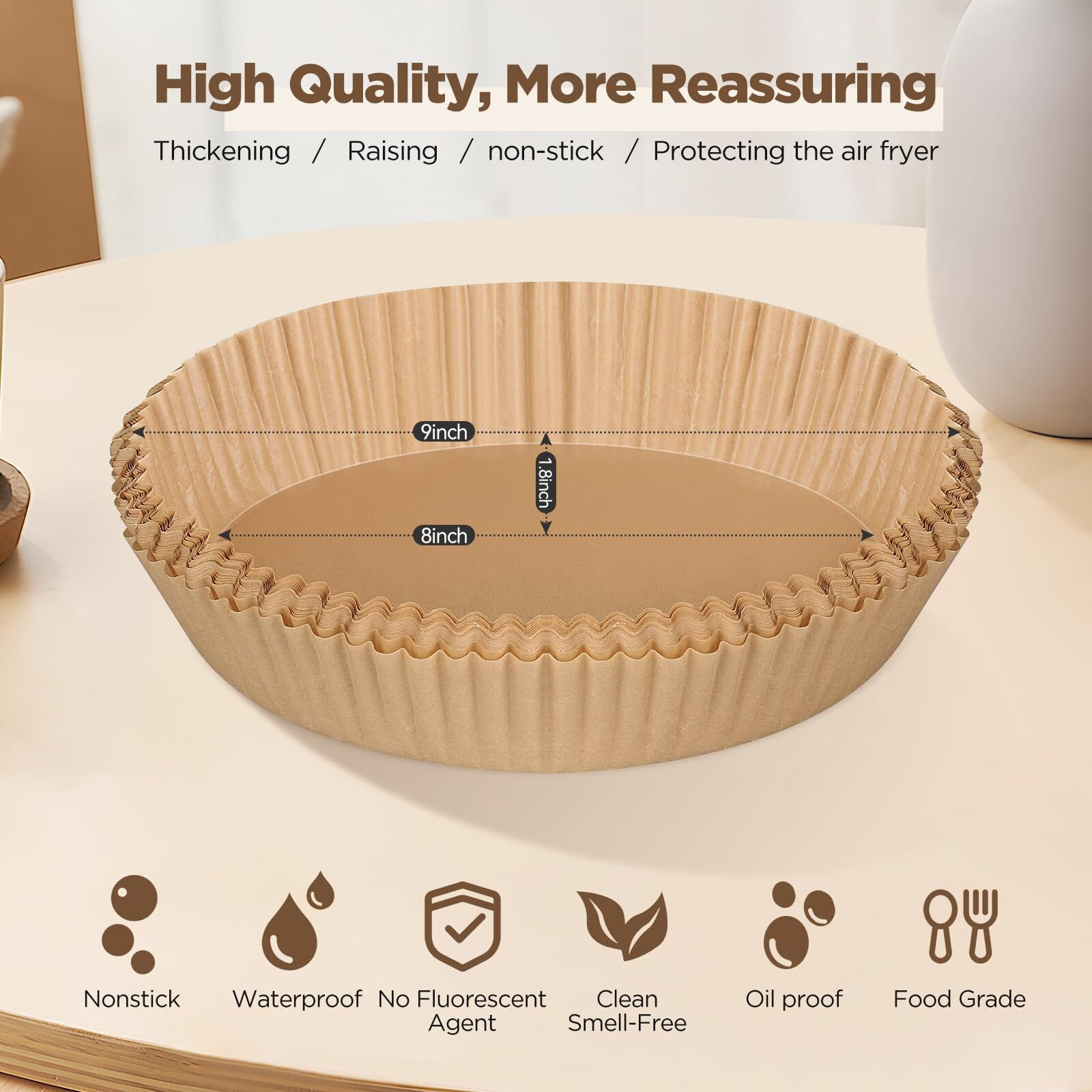 Air Fryer Liners Disposable, 200Pcs Non-Stick Oil Resistant Air Fryer Parchment Paper Liners, 8 Inch Air Fryer Liners, Round Airfryer Liners For 5-8Qt Air Fryer, Baking, Roasting Microwave