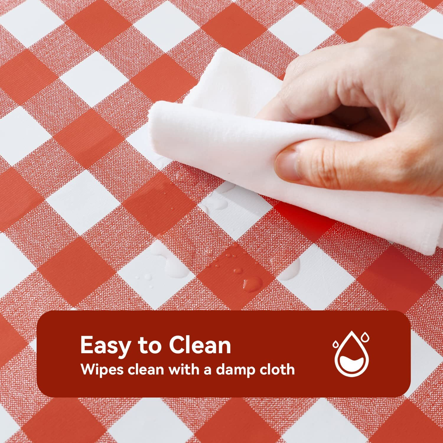 Romanstile Rectangle Vinyl Pvc Tablecloth, 100% Waterproof Buffalo Plaid Plastic Table Cloth, Oil Proof Heavy Duty Wipeable Table Covers For Dining/Camping/Picnic/Outdoor - 60 X 102, Red And White
