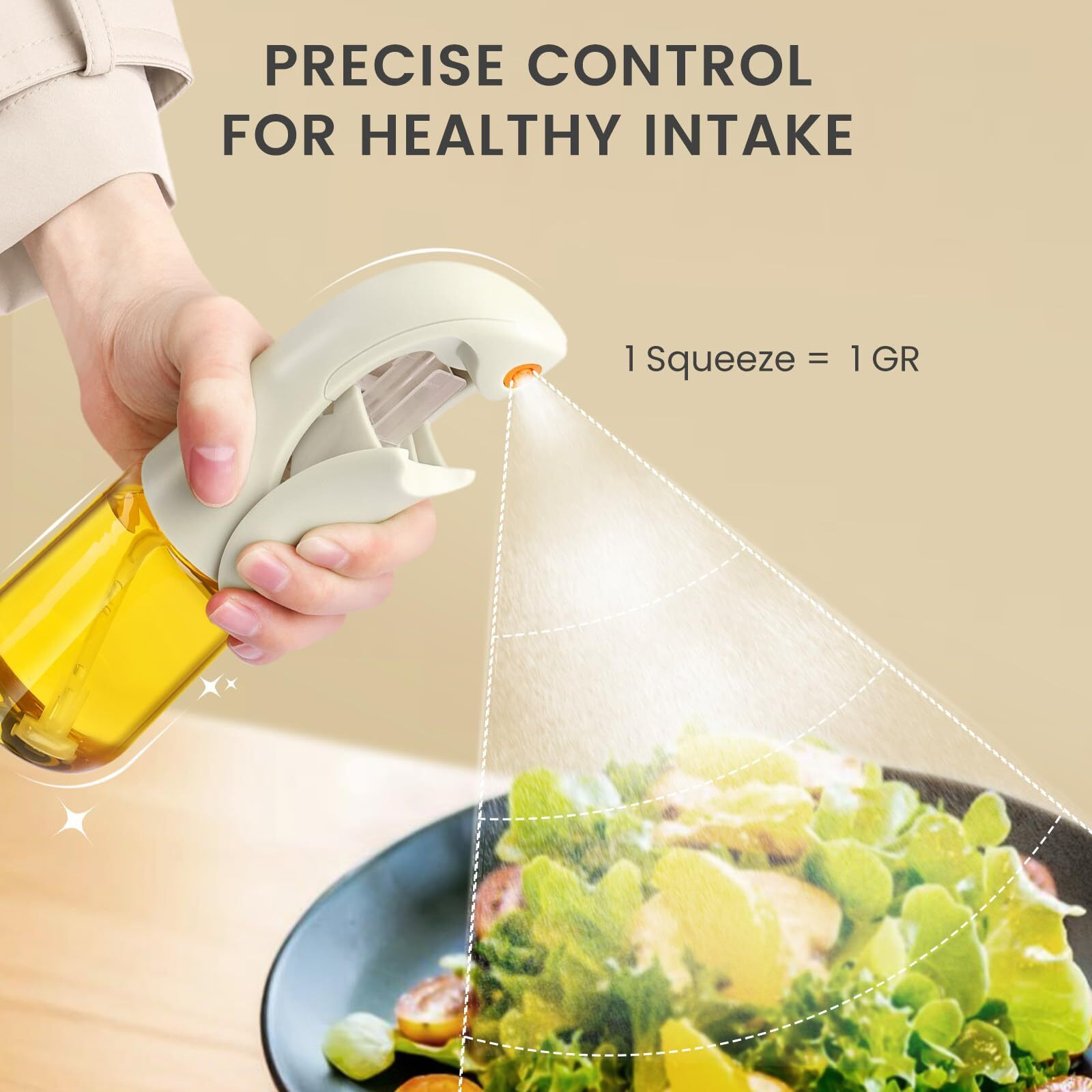 Oil Sprayer For Cooking, Atomization Olive Oil Dispenser Bottle For Cooking,Glass Olive Oil Sprayer, Patented Product,Continuous Spray With Portion Control, For Kitchen, Air Fryer, Salad, Bbq - White