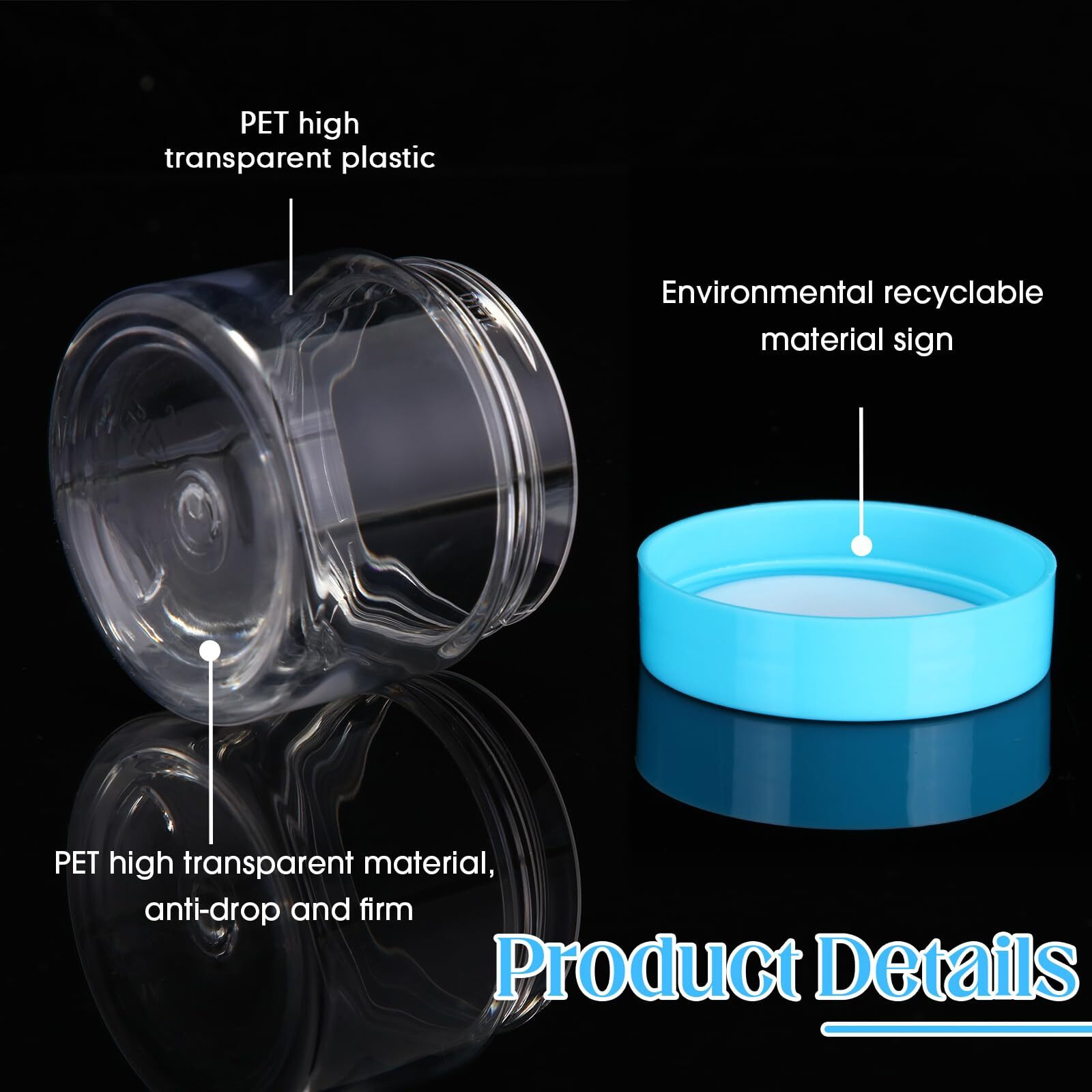 Satinior 100 Pcs Plastic Jars With Lids Small Containers Lids Wide Mouth Small Plastic Containers For Lotion Cream Rhinestones Body Butters Travel Storage(2 Oz,Clear With Blue Lid)