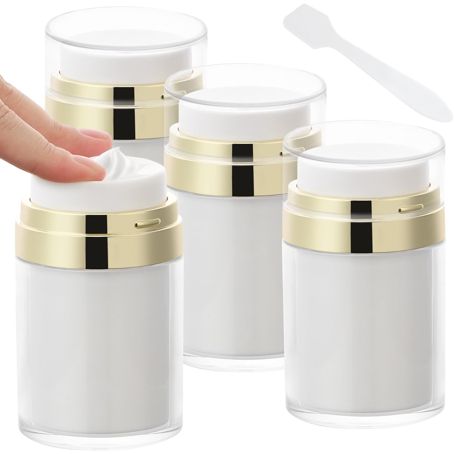 Segbeauty 3.38Oz Airless Pump Jar, 4Pcs 100Ml Empty Makeup Containers Vacuum Bottle Dispenser, Refillable Travel Jars For Creams Moisturizer Container Travel Size For Lotion Moisturizer