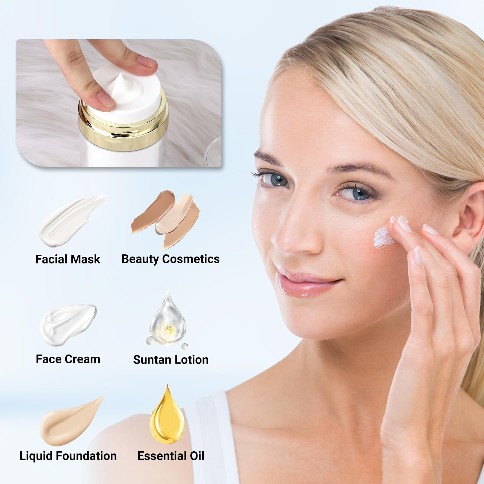 Segbeauty 3.38Oz Airless Pump Jar, 4Pcs 100Ml Empty Makeup Containers Vacuum Bottle Dispenser, Refillable Travel Jars For Creams Moisturizer Container Travel Size For Lotion Moisturizer