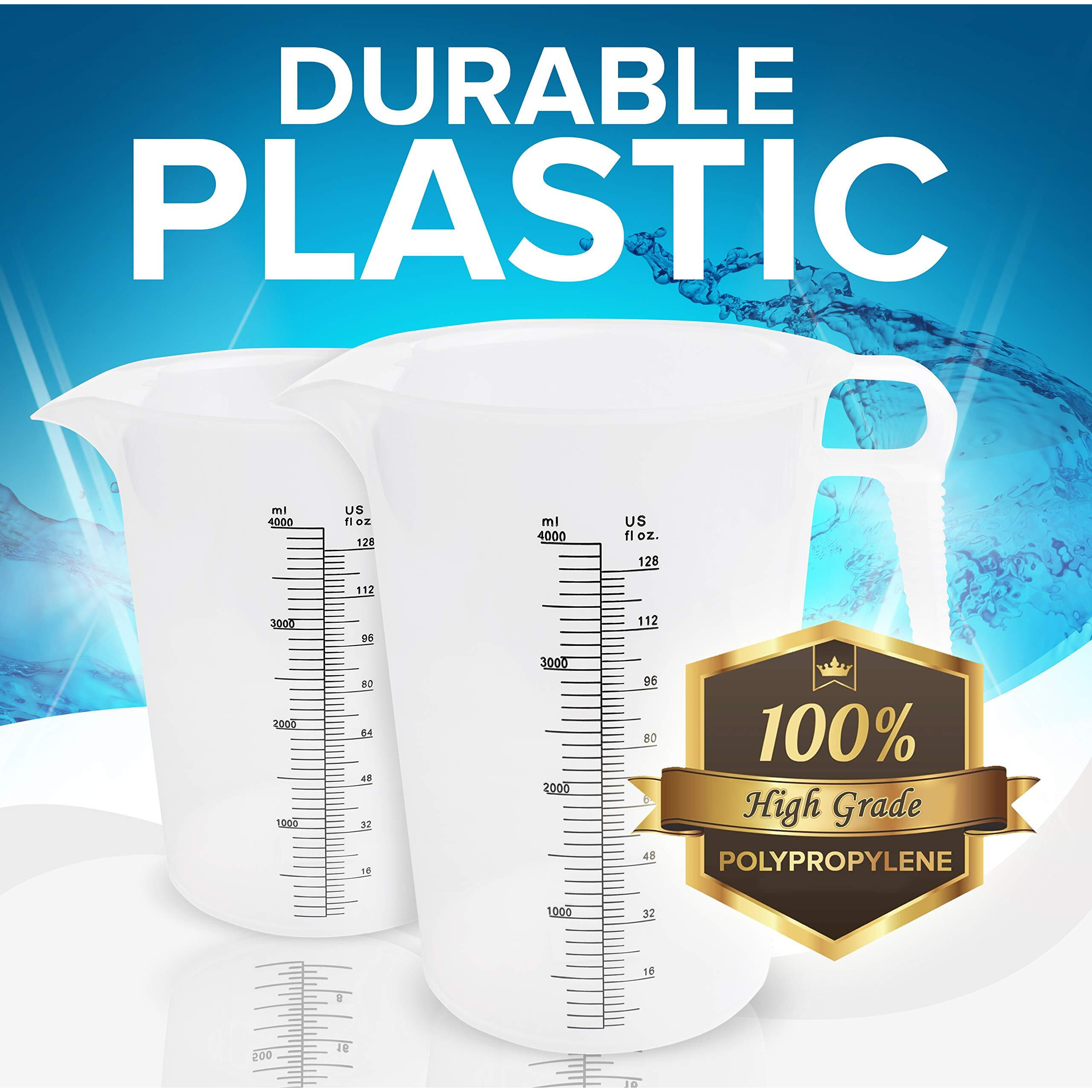 Accupour 128Oz (1 Gallon) Measuring Pitcher, Plastic, Multipurpose - Great For Oil, Chemicals, Pool And Lawn - Ounce (Oz) And Milliliter (Ml) Increments (4000 Ml)