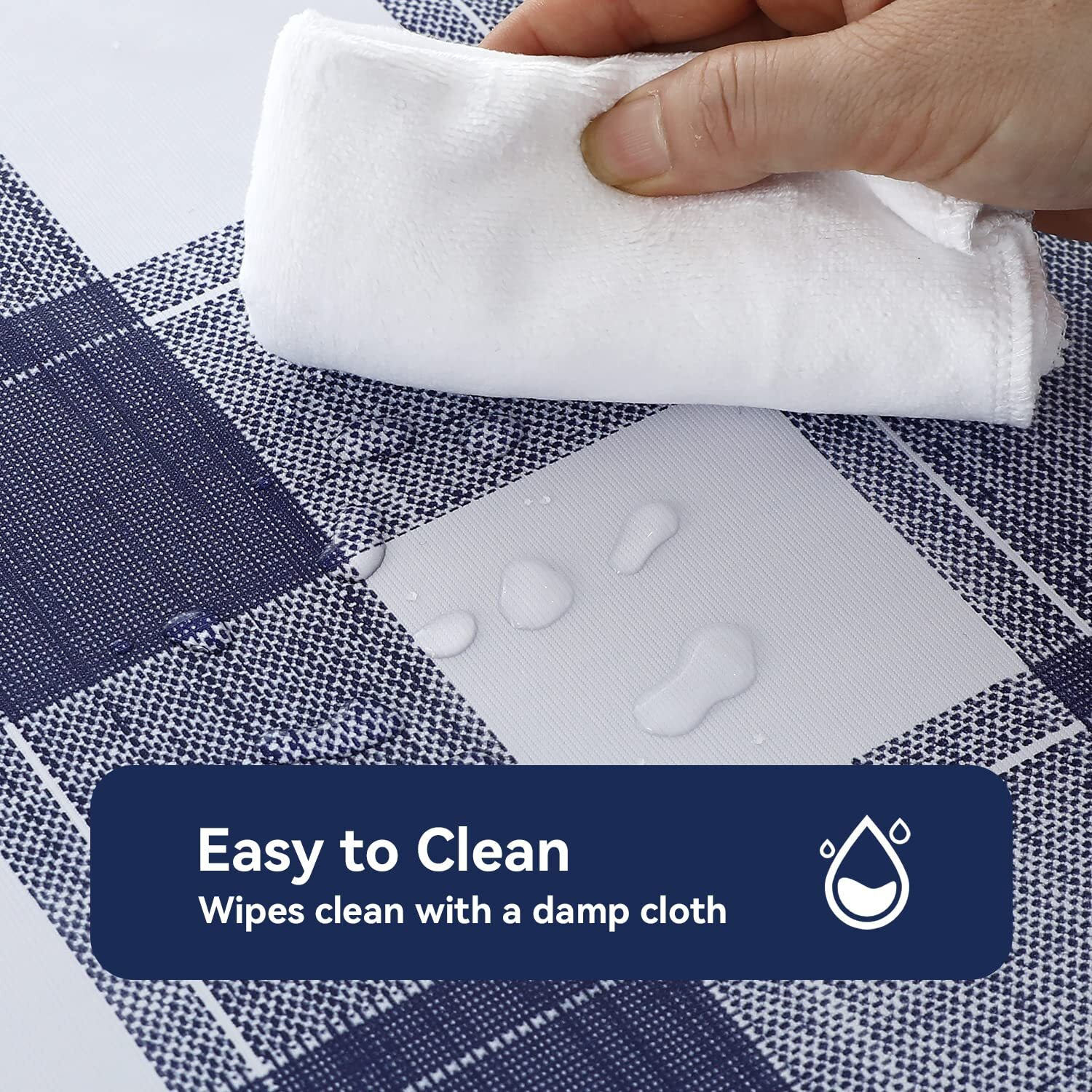 Romanstile Rectangle Plastic Tablecloth, 100% Waterproof Oil-Proof Checkered Pvc Table Cloths, Heavy Duty Vinyl Table Covers For Dining, Camping, Picnic, Outdoor - 60 X 102 Inch, Blue Checkered