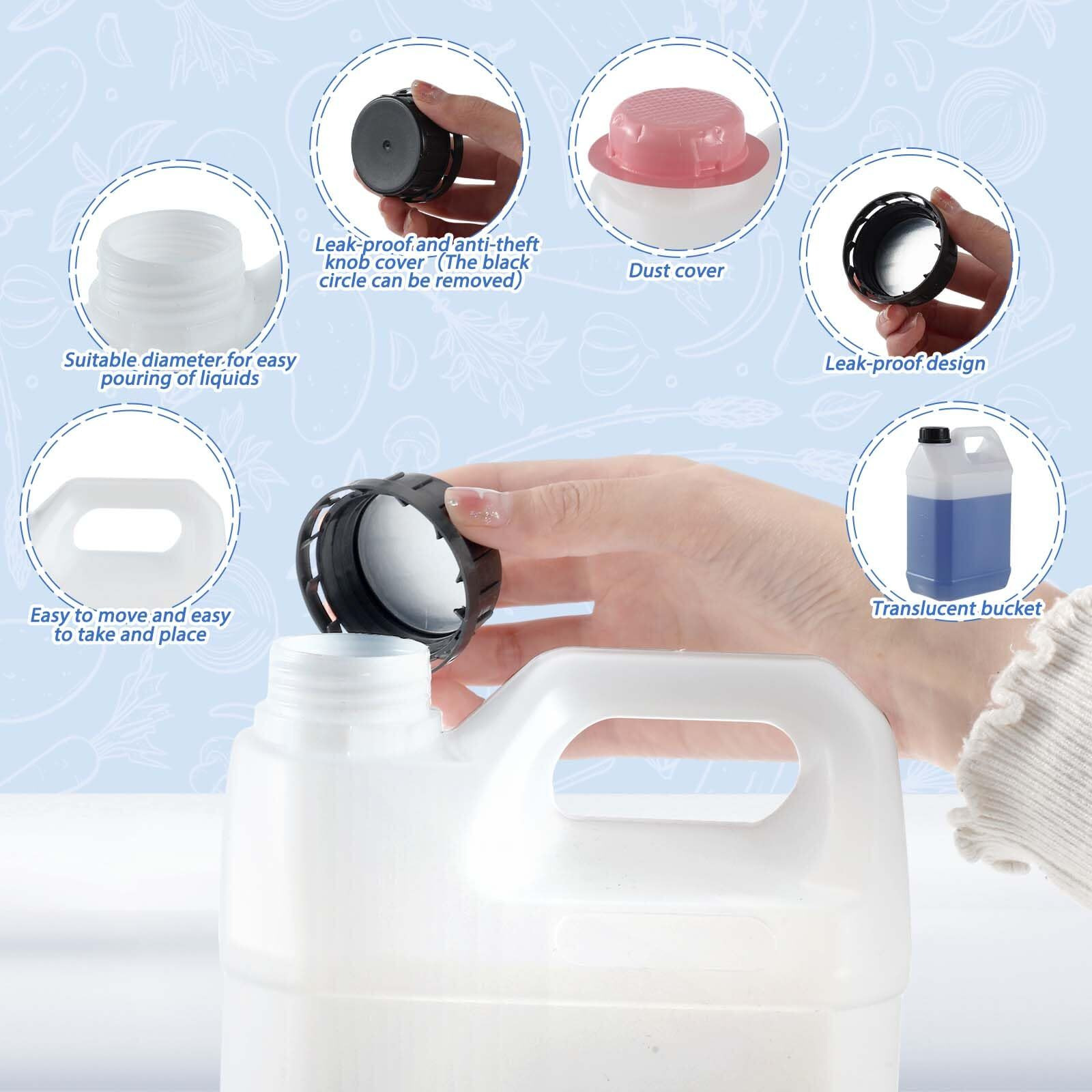 Ziliny 3 Pcs 1 Gallon Plastic Jug With Lids Square Empty Storage Containers Hdpe Carboy Plastic Jar Containers For Milk Water Beverage Oil Liquids (Translucent Color)