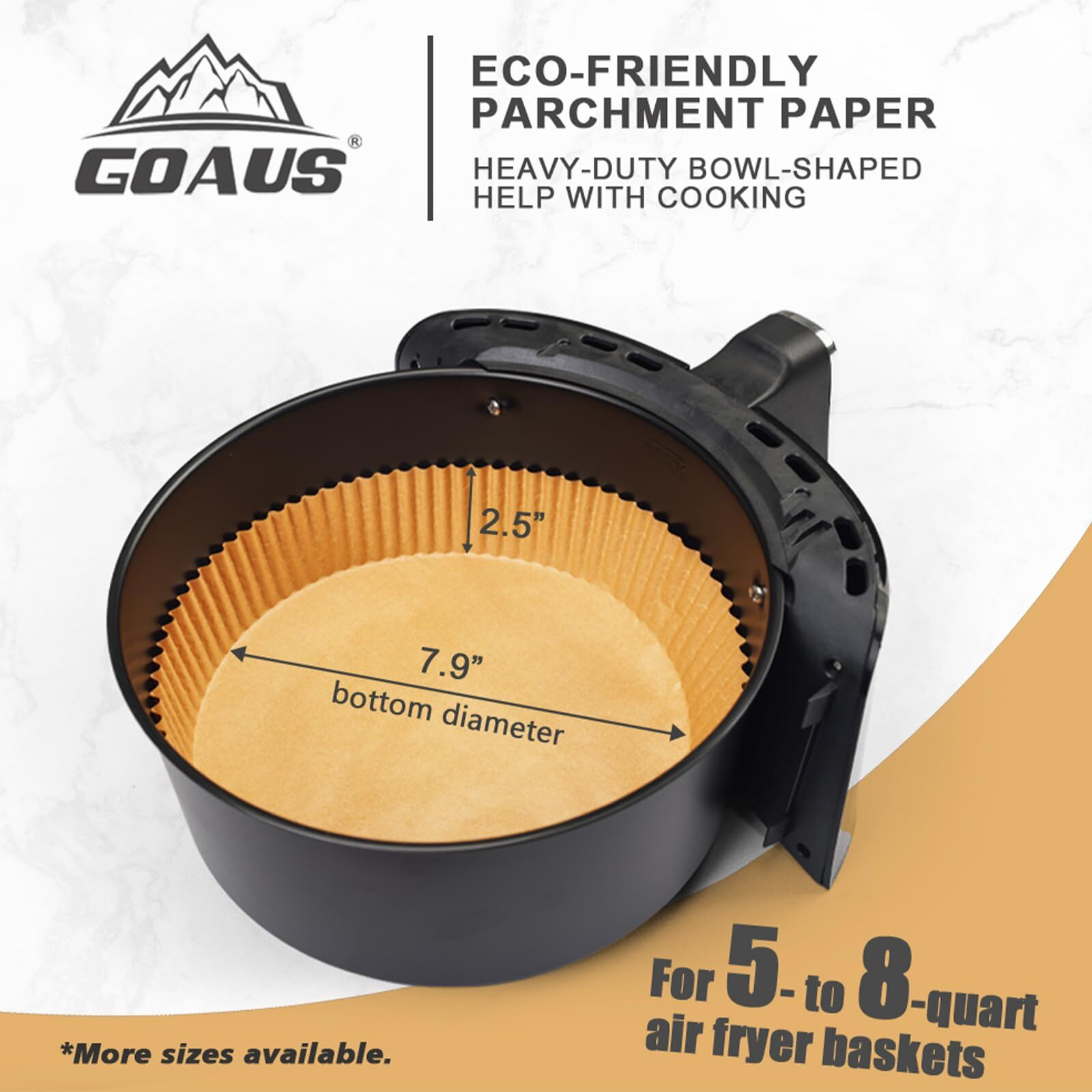 Goaus Air Fryer 150 Pcs Round Paper Liners Disposable Large For 5 To 8 Qt Basket, 7.9 Inch Unbleached Non-Stick Oil-Proof Parchment Paper