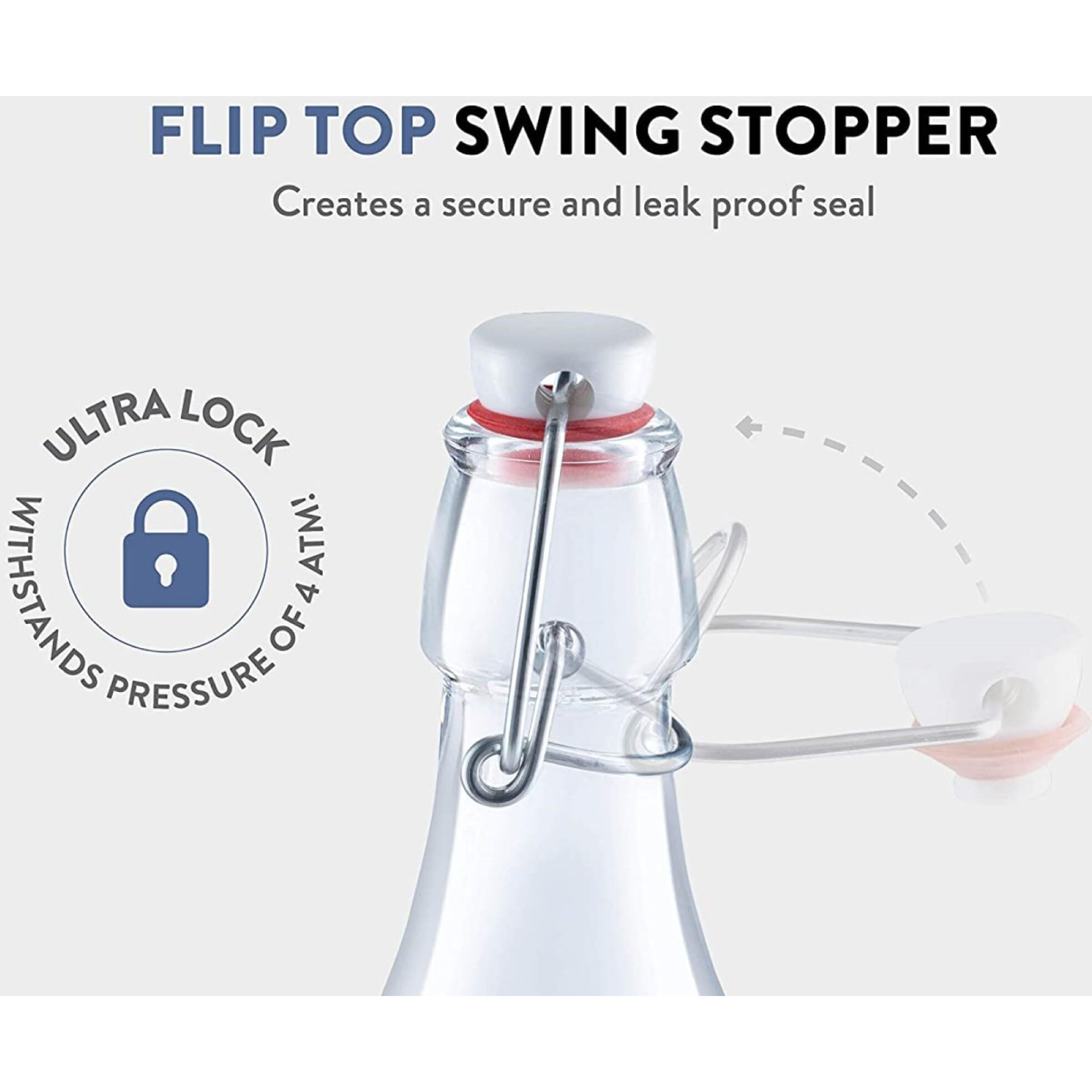 Bormioli Rocco Swing Top Glass Bottle (Set Of 2) - 8.5 Oz Kitchen Containers With Airtight Seal, Ideal For Homemade Dressings, Syrups, Infused Oils, Small-Batch Beverages - Glassware For Kitchen