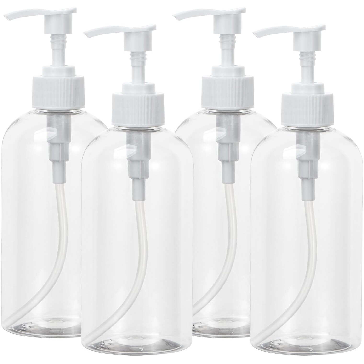 Yebeauty Soap Dispenser, 4 Pack 13.5Oz/400Ml Empty Refillable Pump Bottle Modern Liquid Plastic Shampoo And Conditioner Bottles Large Body Wash Dispenser For Shower, Clear