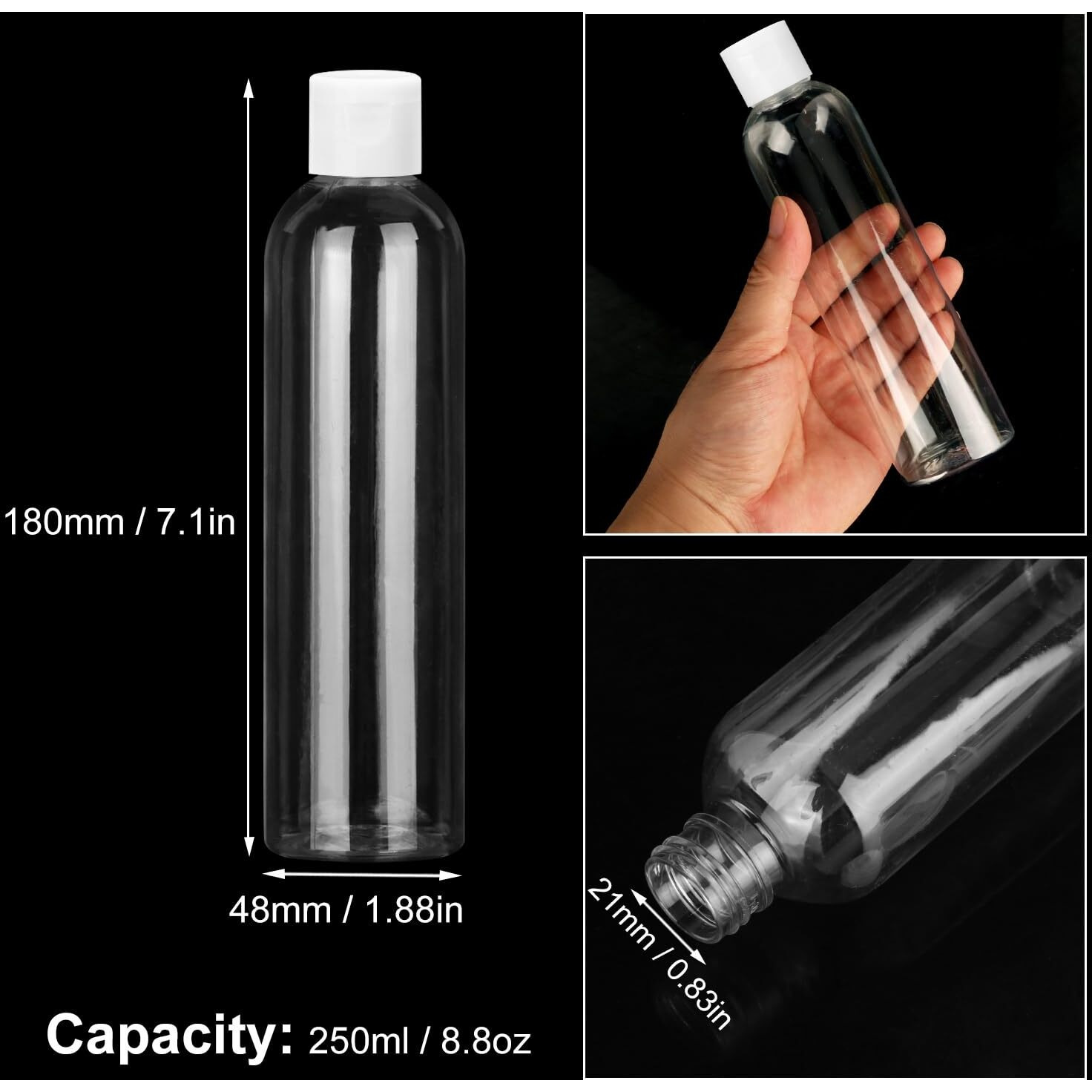 Kuklipjim 120 Pack 1 Oz Plastic Bottles With White Top Caps, Clear Empty Bottles, Cosmetic Containers For Lotion And Shampoo, Cream, Bpa-Free For Liquids And Personal Care
