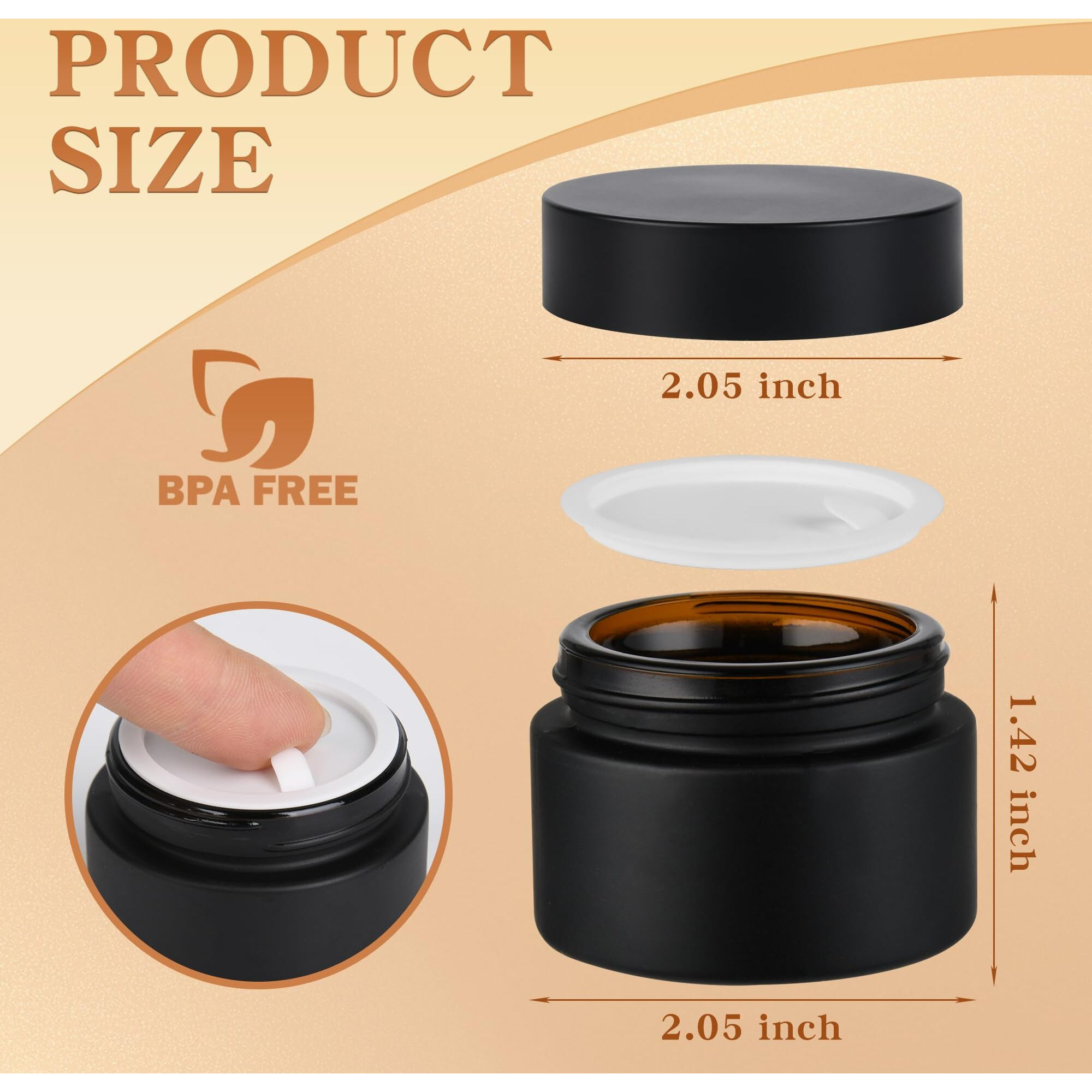 Glass Jars With Lids,Eco-Friendly Cosmetic Containers With Airtight Black Lids & Liners, Multi-Color Options For Cream, Lotion, Body Butter, Diy Skincare Travel Jars (Frosted Black, 1Oz)
