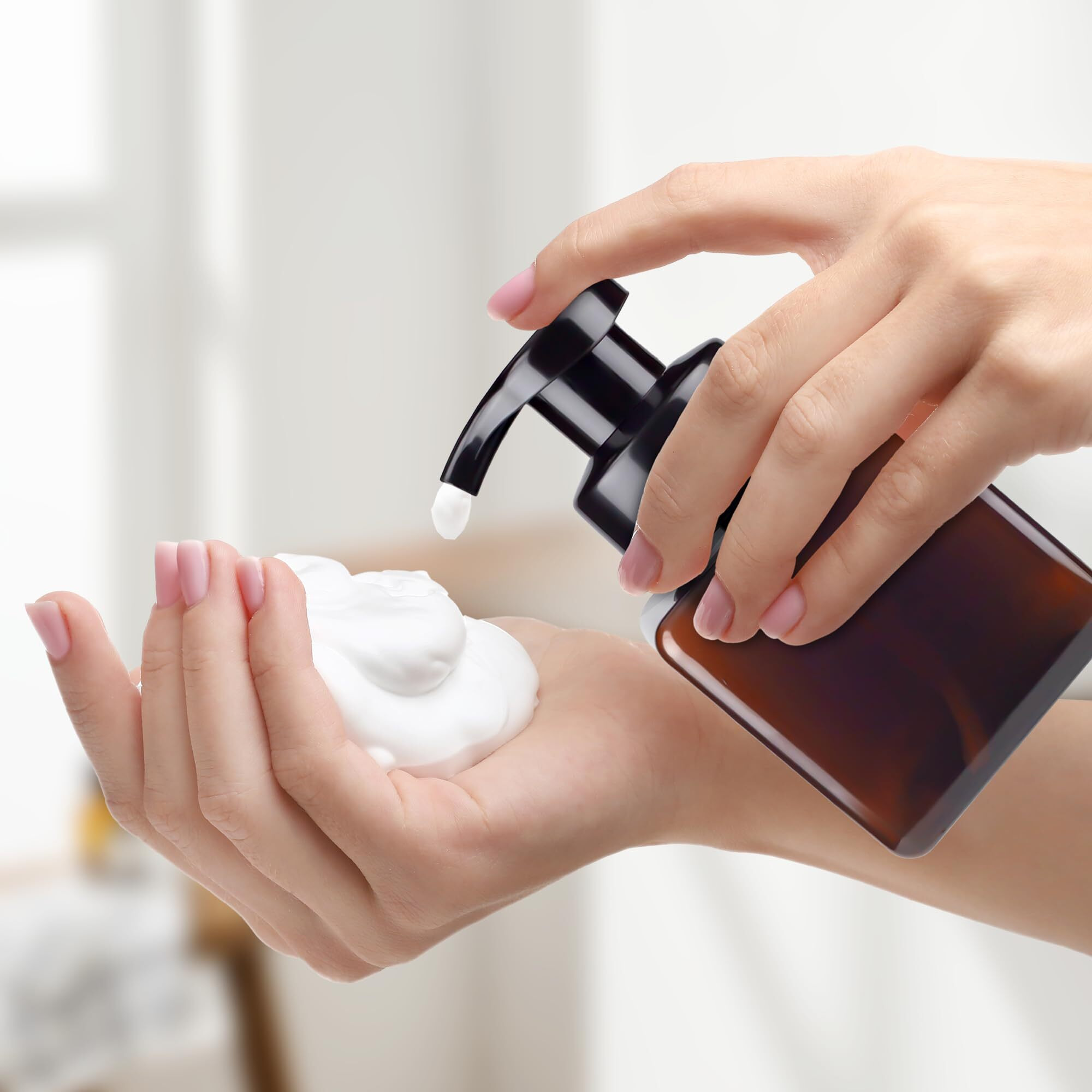 Zejia 250Ml Foaming Soap Dispenser, 2-Pack Plastic Hand Soap Dispenser, Refillable Leakproof Foam Pump Bottle With Waterproof Labels, For Shampoo, Body Wash