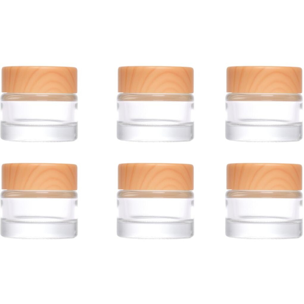 Miayon 6Pcs 0.35 Oz Small Travel Lotion Containers With Lids Glass Sample Empty Round Cosmetic Jar Bottles For Creams Makeup Lotion Toiletries Storage (White, 10 Gram)