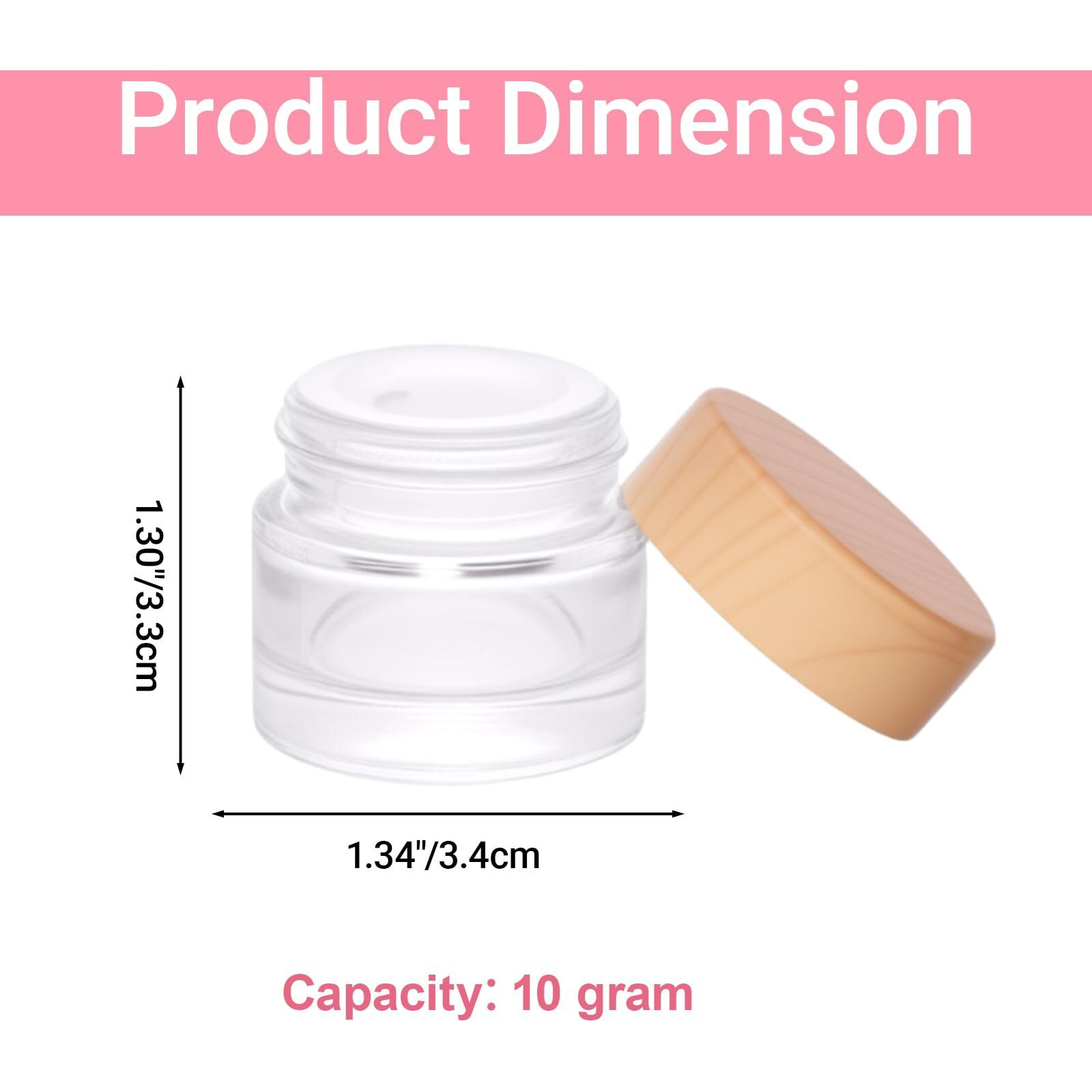 Miayon 6Pcs 0.35 Oz Small Travel Lotion Containers With Lids Glass Sample Empty Round Cosmetic Jar Bottles For Creams Makeup Lotion Toiletries Storage (White, 10 Gram)