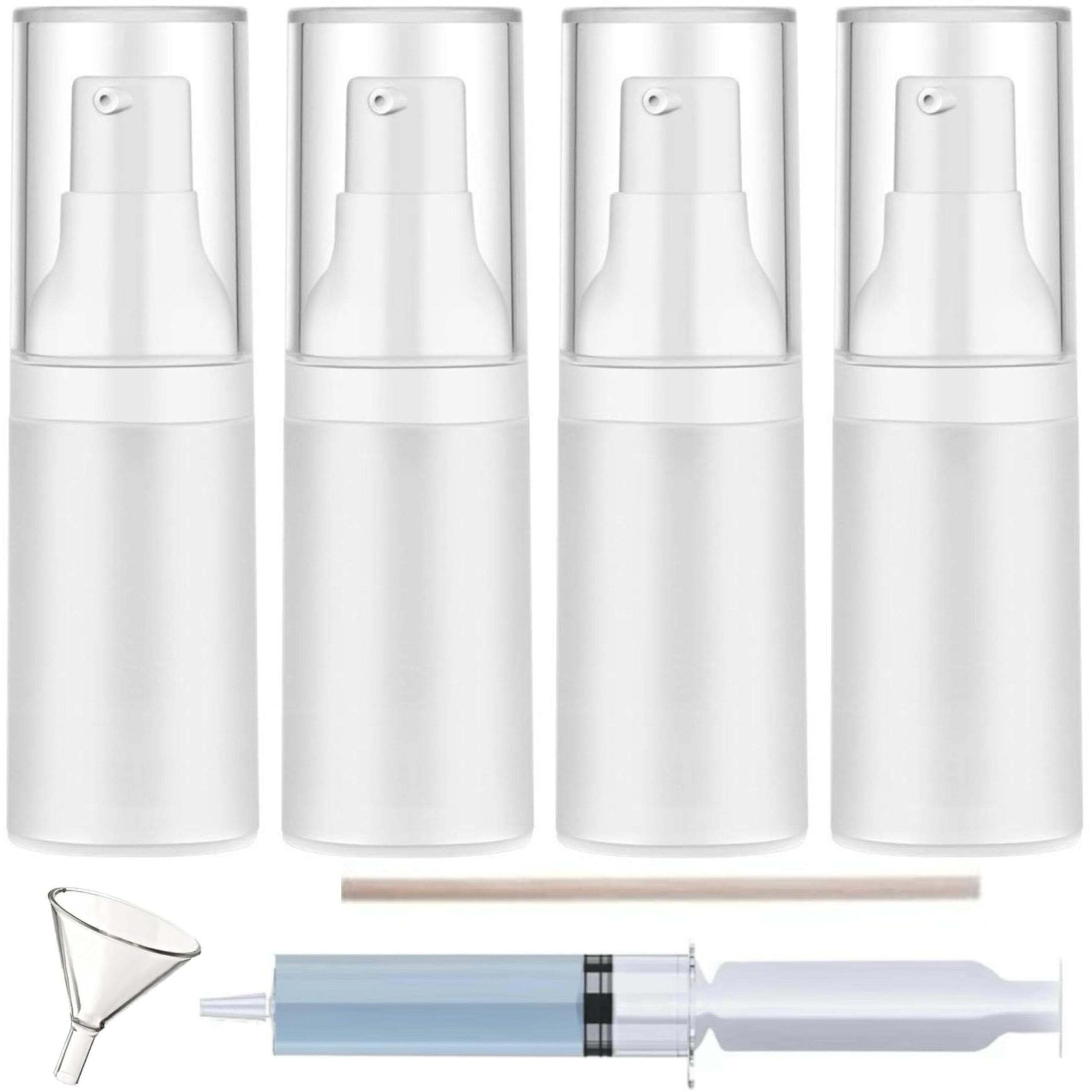 0.7Oz/20Ml Airless Pump Bottle,Tsa Approved Travel Bottles,Reusable Leak Proof Small Size Lotion Dispenser Matte White,For Toiletries Cosmetics Shampoo0.7Oz/20Ml-(Pack Of 4) & Lotion Bottle